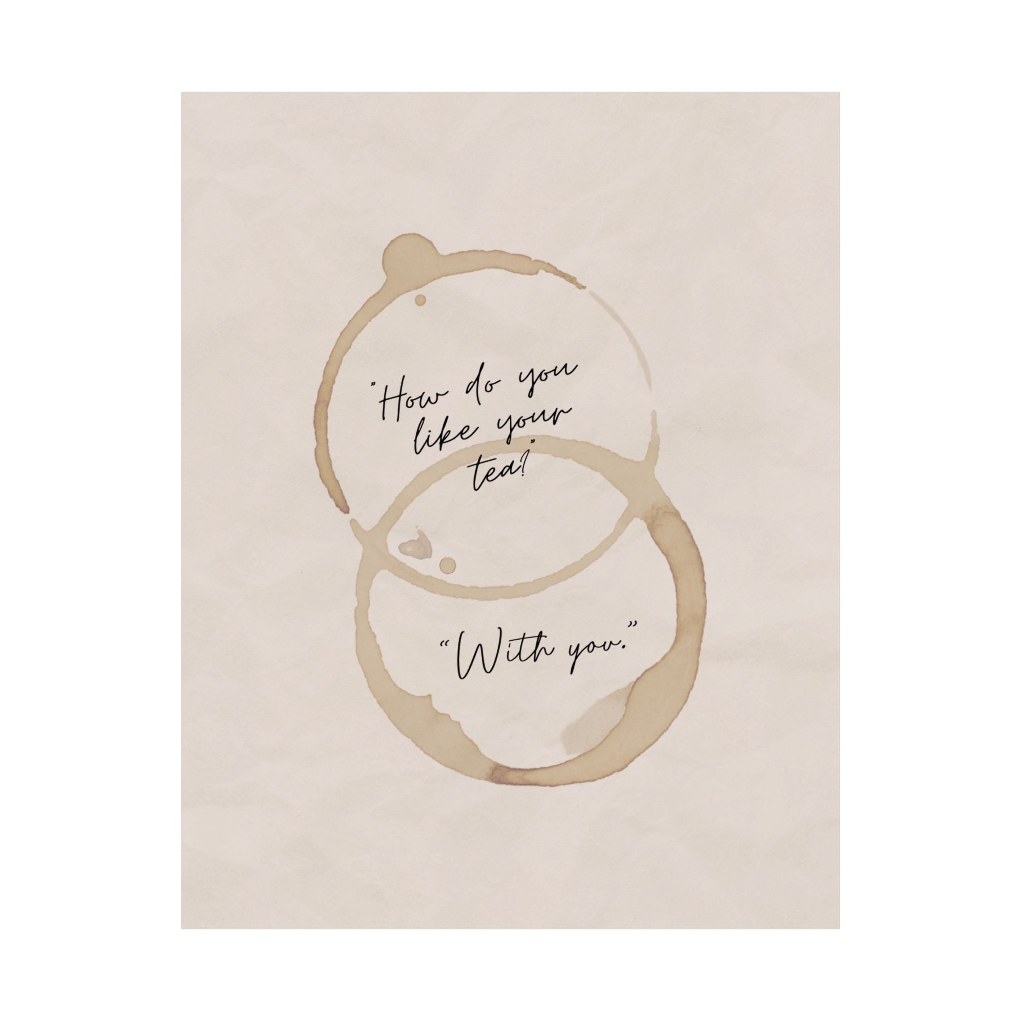 "How Do You Like Your Tea? With You" Mug Stains Poster, Coffeebar Corner Decor