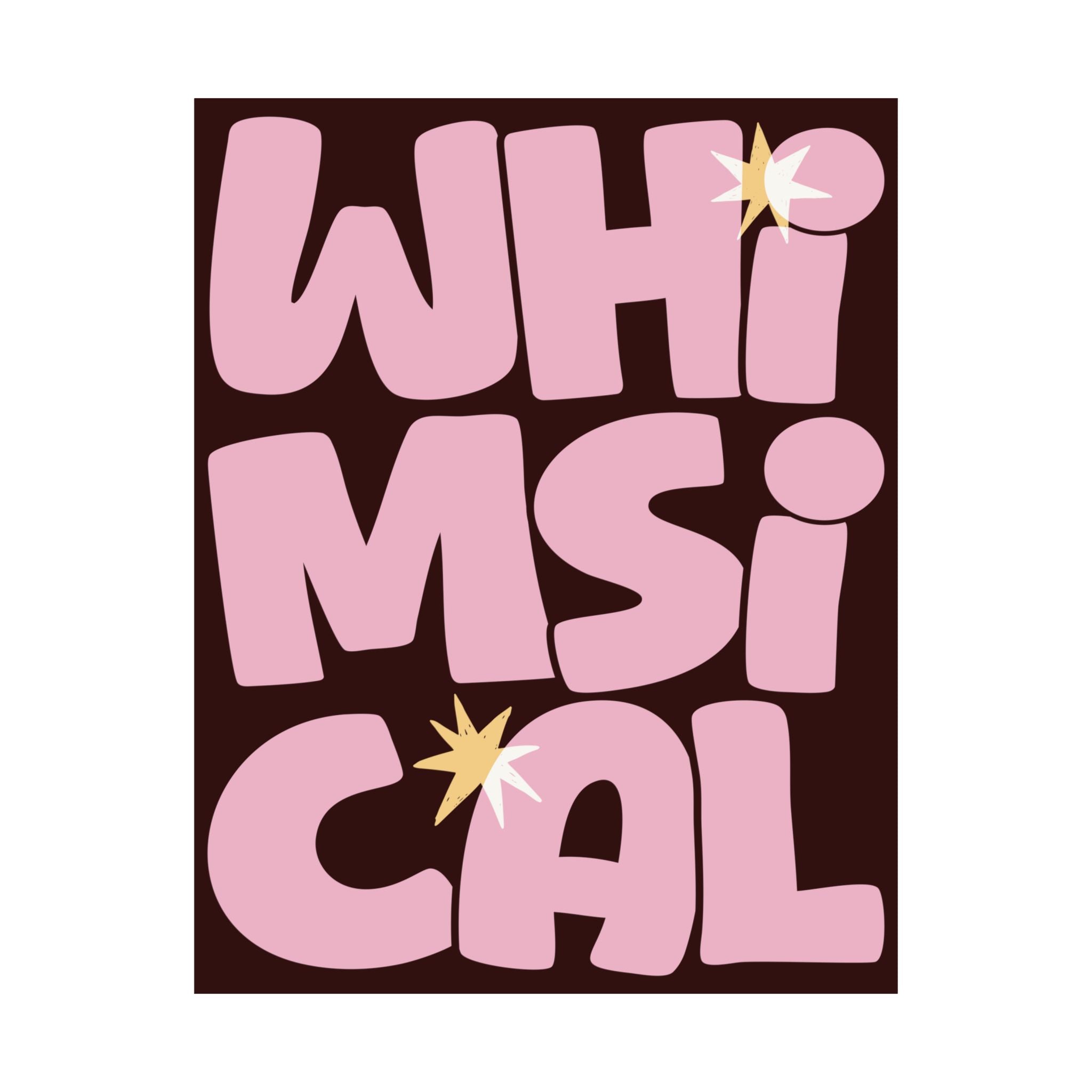 Whimsical Bold Typography Poster, Chocolate, Pastel Pink Eclectic Wall Art Print