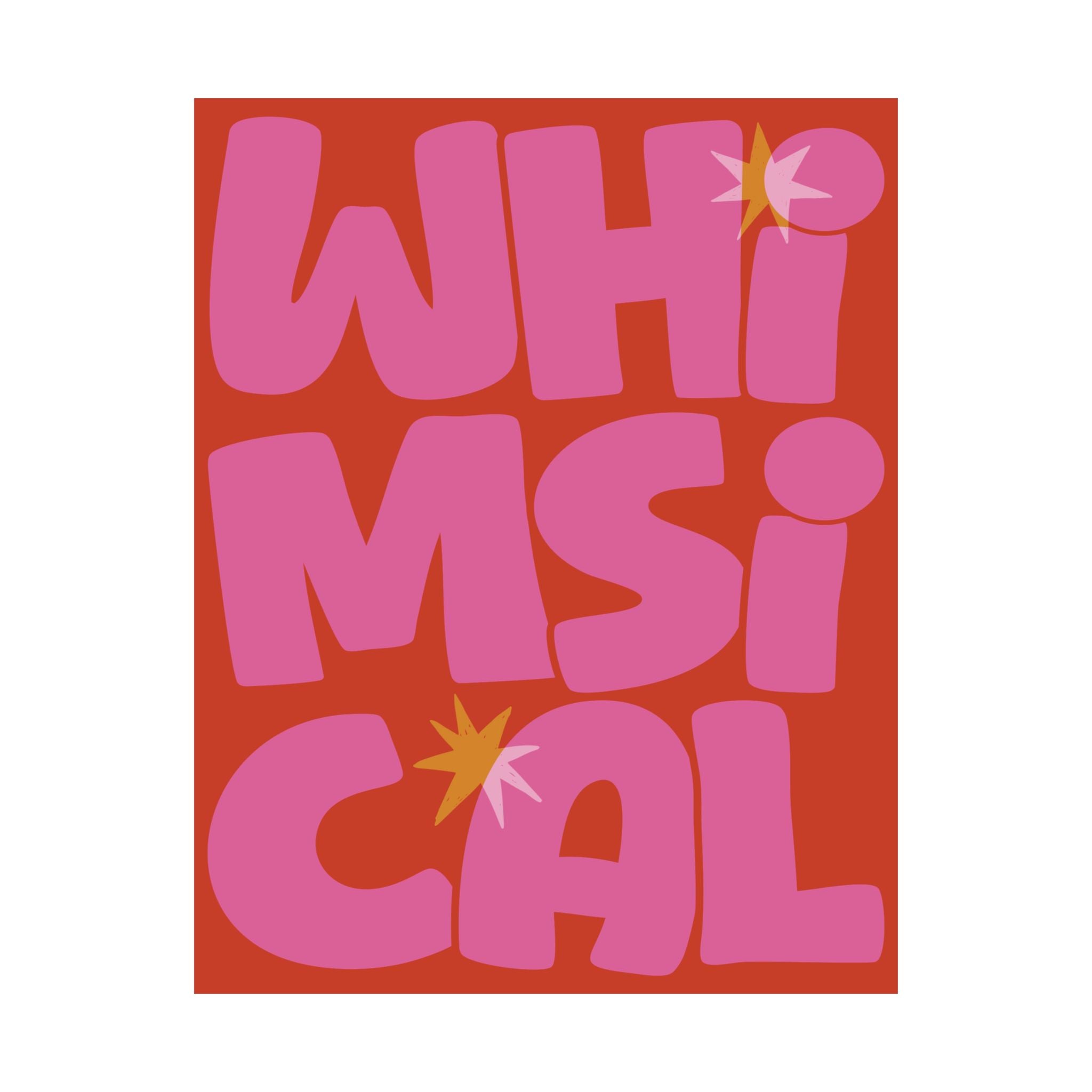 Whimsical Funky Typography Poster, Orange, Pink Eclectic Wall Art Print