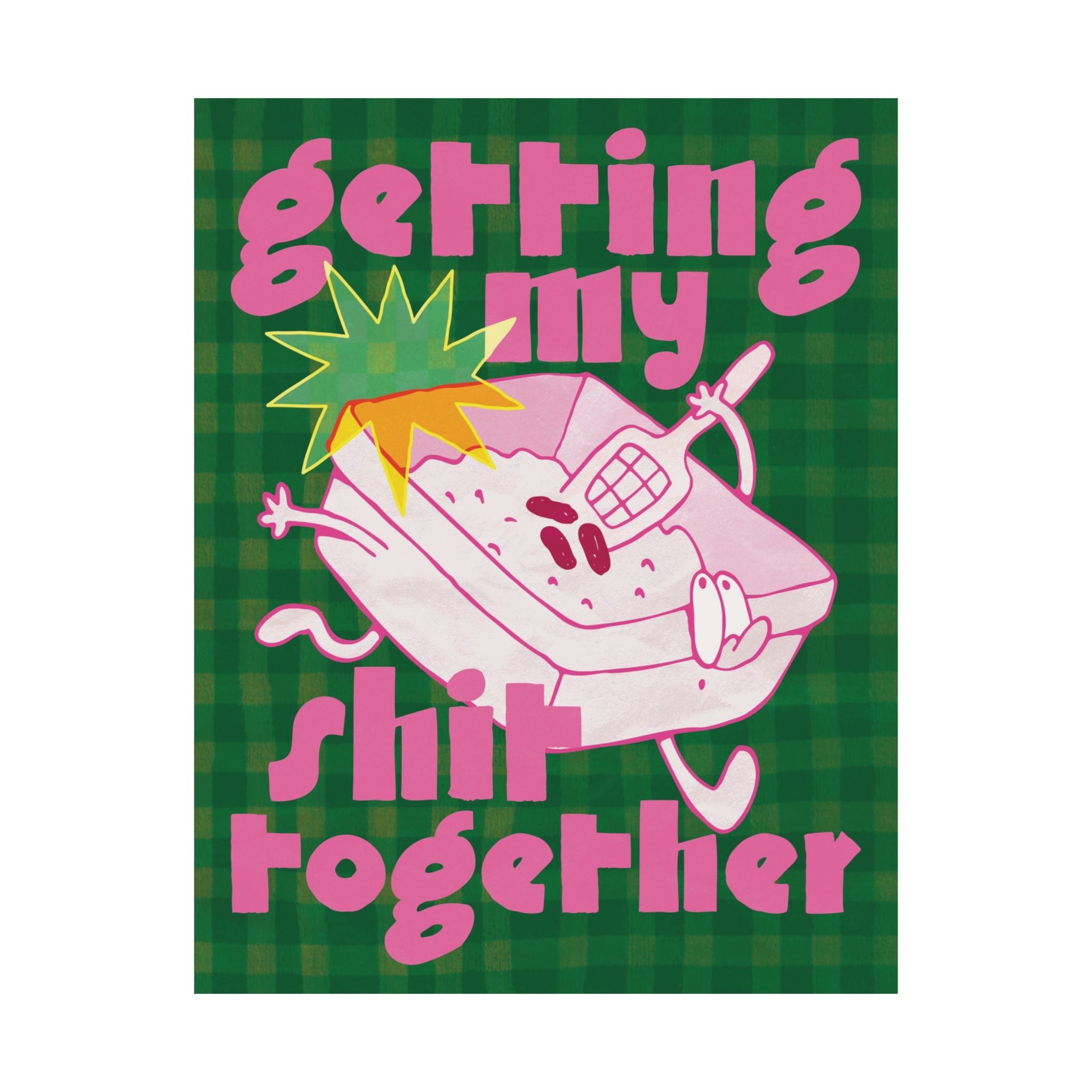 Eclectic Getting My Shit Together Cat Litter Poster, Funny Growth Art Print
