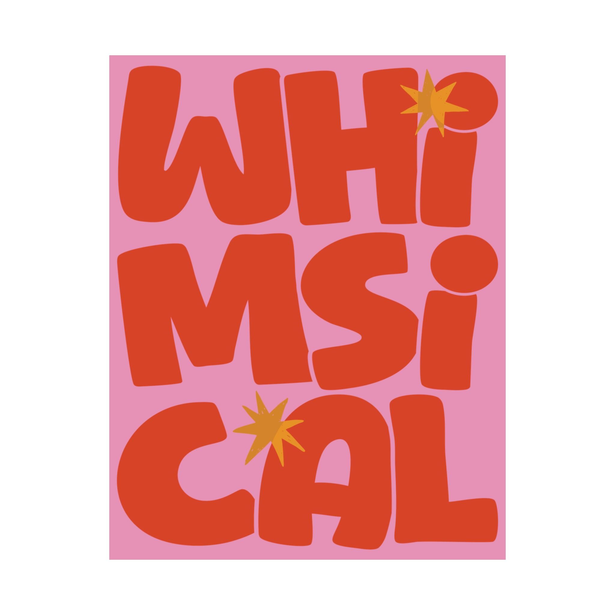 Whimsical Fun Typography Poster, Pink, Orange Eclectic Wall Art Print