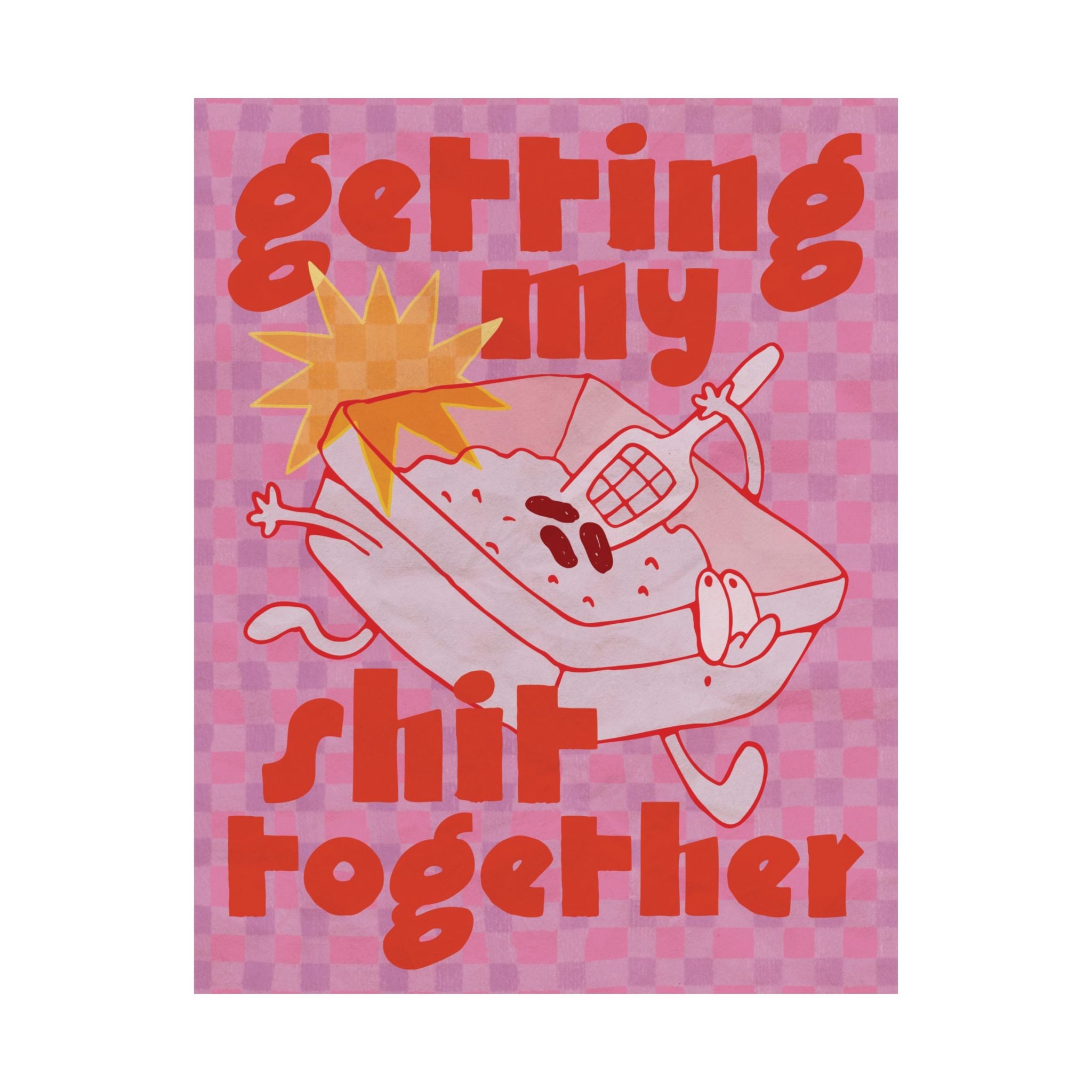 Eclectic Getting My Shit Together Cat Litter Poster, Motivational Funny Art Print