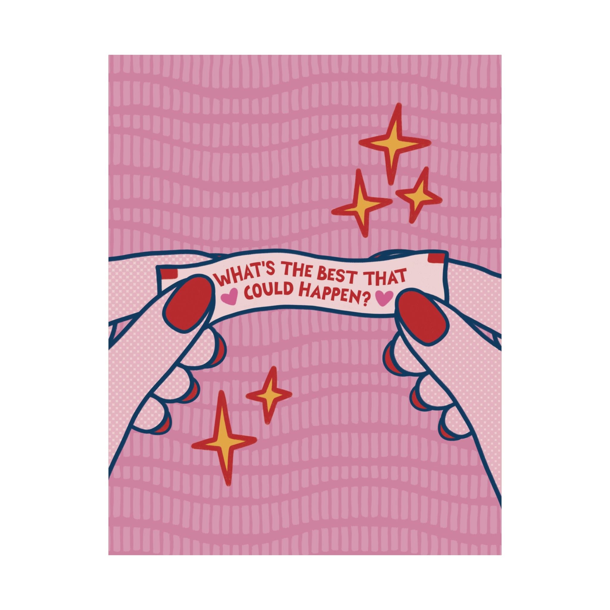 Eclectic What's The Best That Could Happen Fortune Cookie Poster, Motivational Art