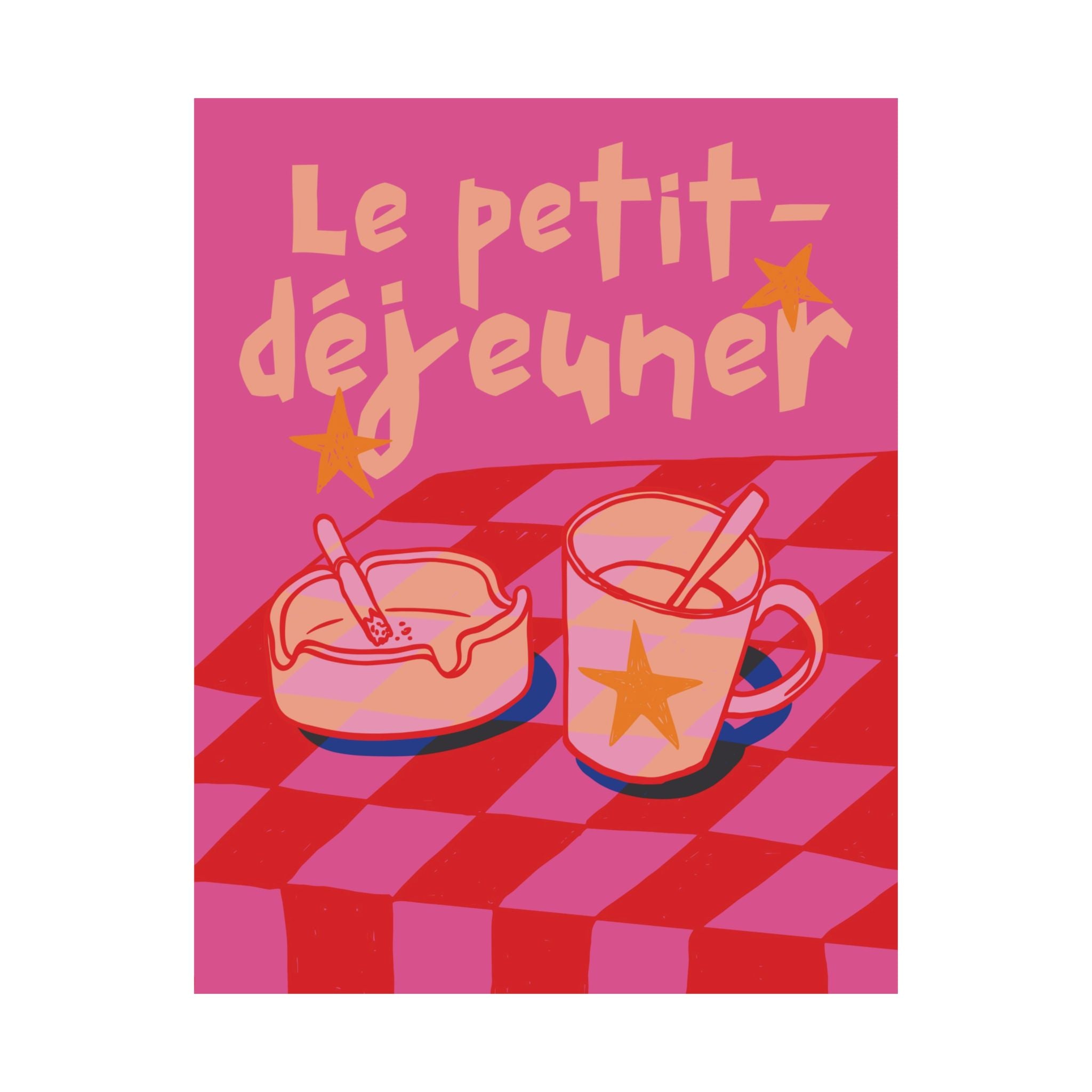 Le Petit-Déjeuner Cigarette & Coffee Poster, French Breakfast Food Art Print