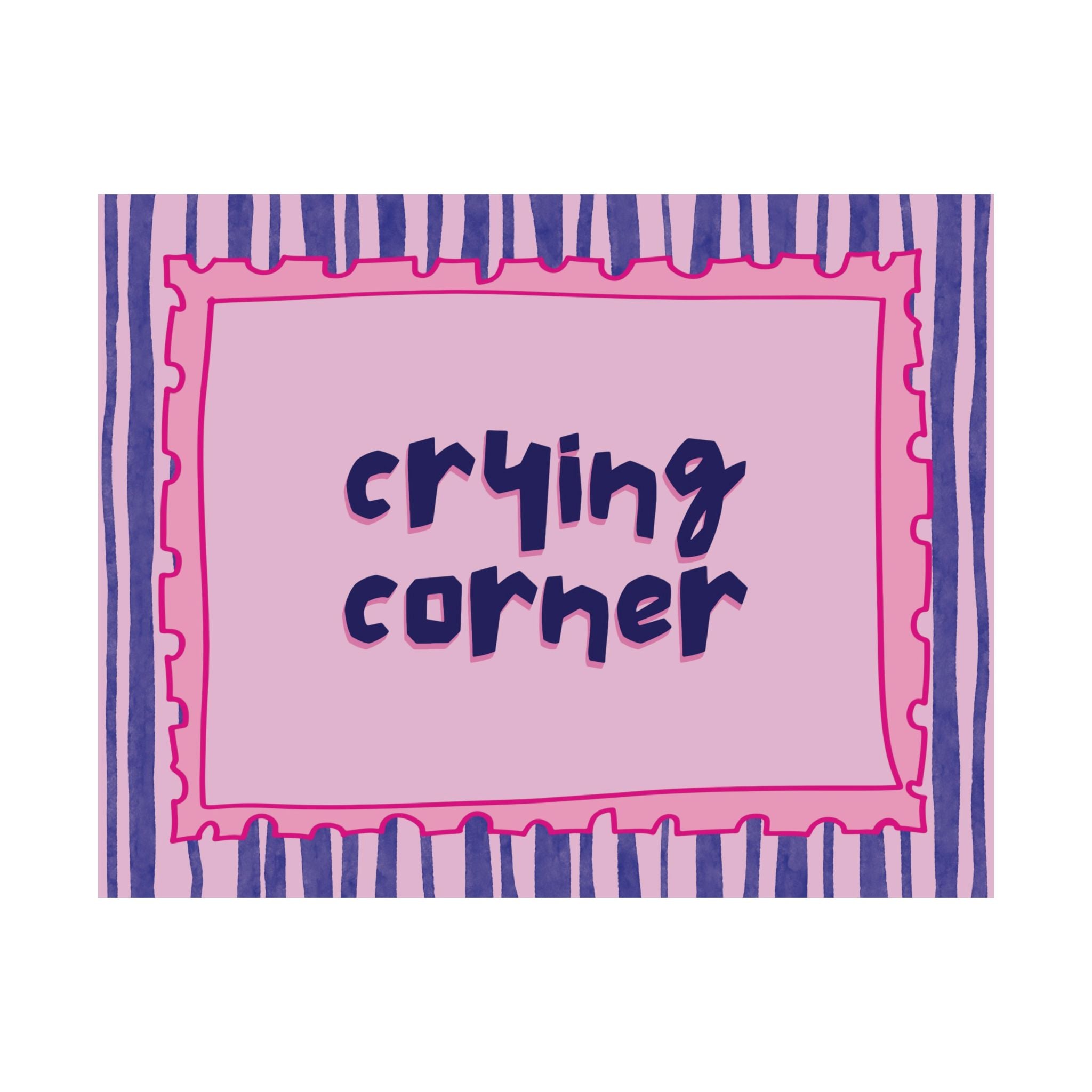 Funky Crying Corner Poster, Typography Text Pink Blue Wall Print