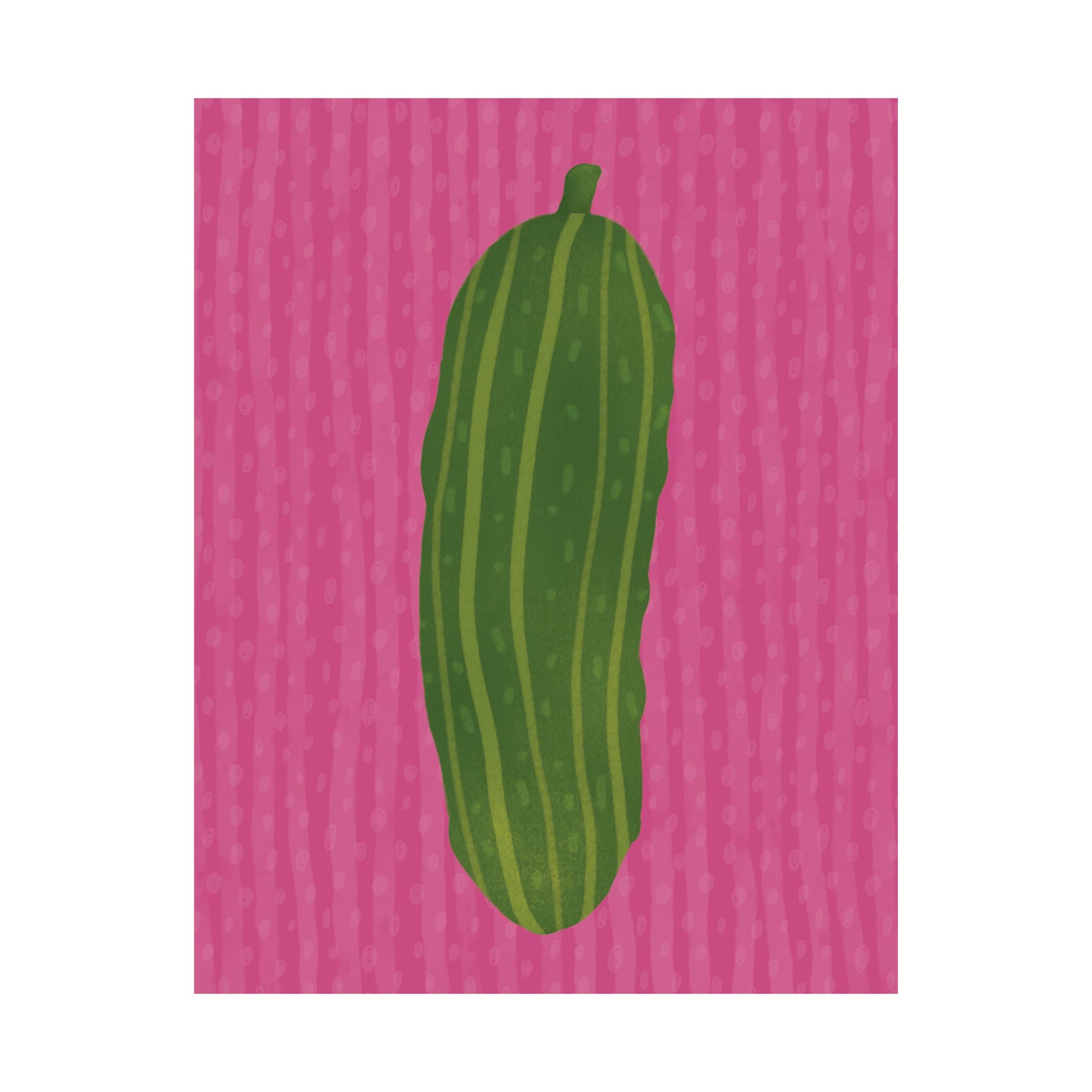 Pickle Eclectic Illustration Poster, Pink Green Retro Food Art Print