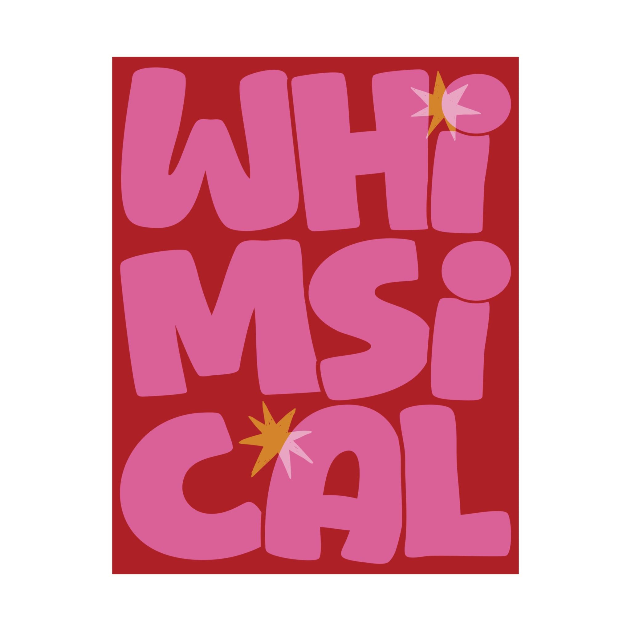 Whimsical Bold Typography Poster, Red, Pink Eclectic Wall Art Print