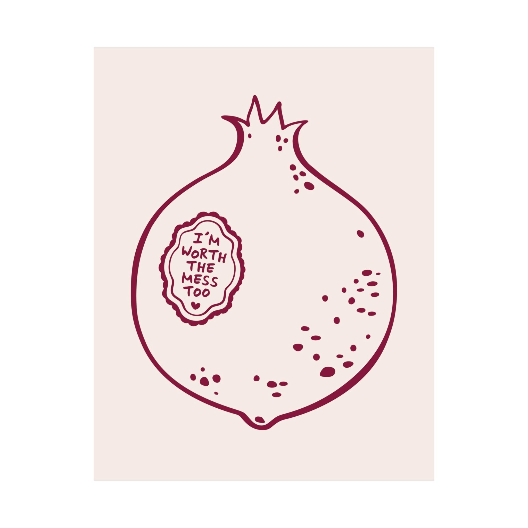 Doodle The Pomegranate Theory Burgundy Poster, Inspiring Beautiful Mess Print