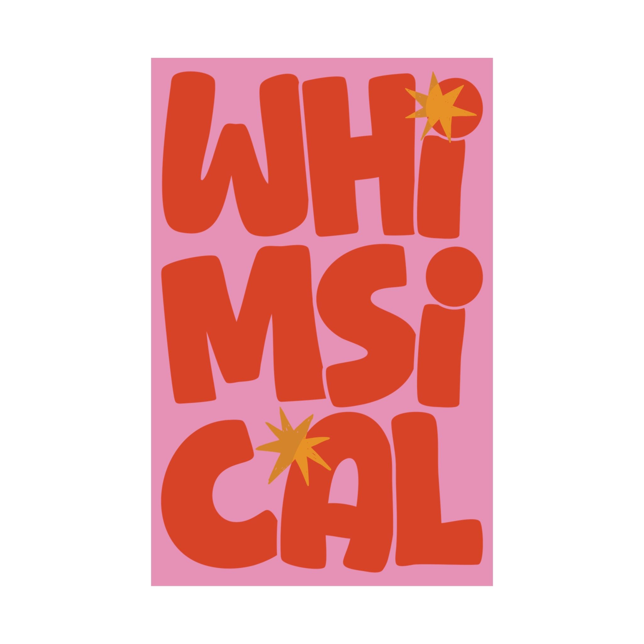 Whimsical Fun Typography Poster, Pink, Orange Eclectic Wall Art Print