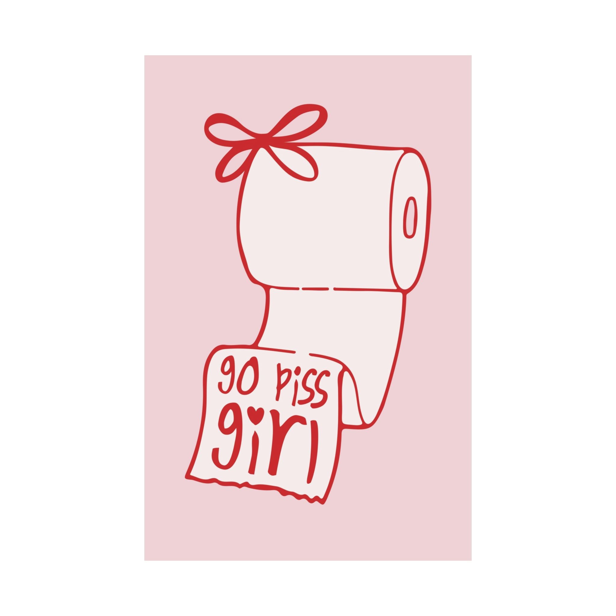 Coquette Go Piss Girl Toilet Paper Roll Bow Poster, Red Pink Preppy Wall Art