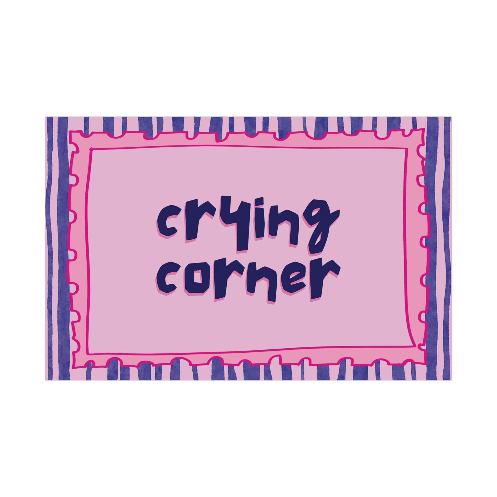 Funky Crying Corner Poster, Typography Text Pink Blue Wall Print