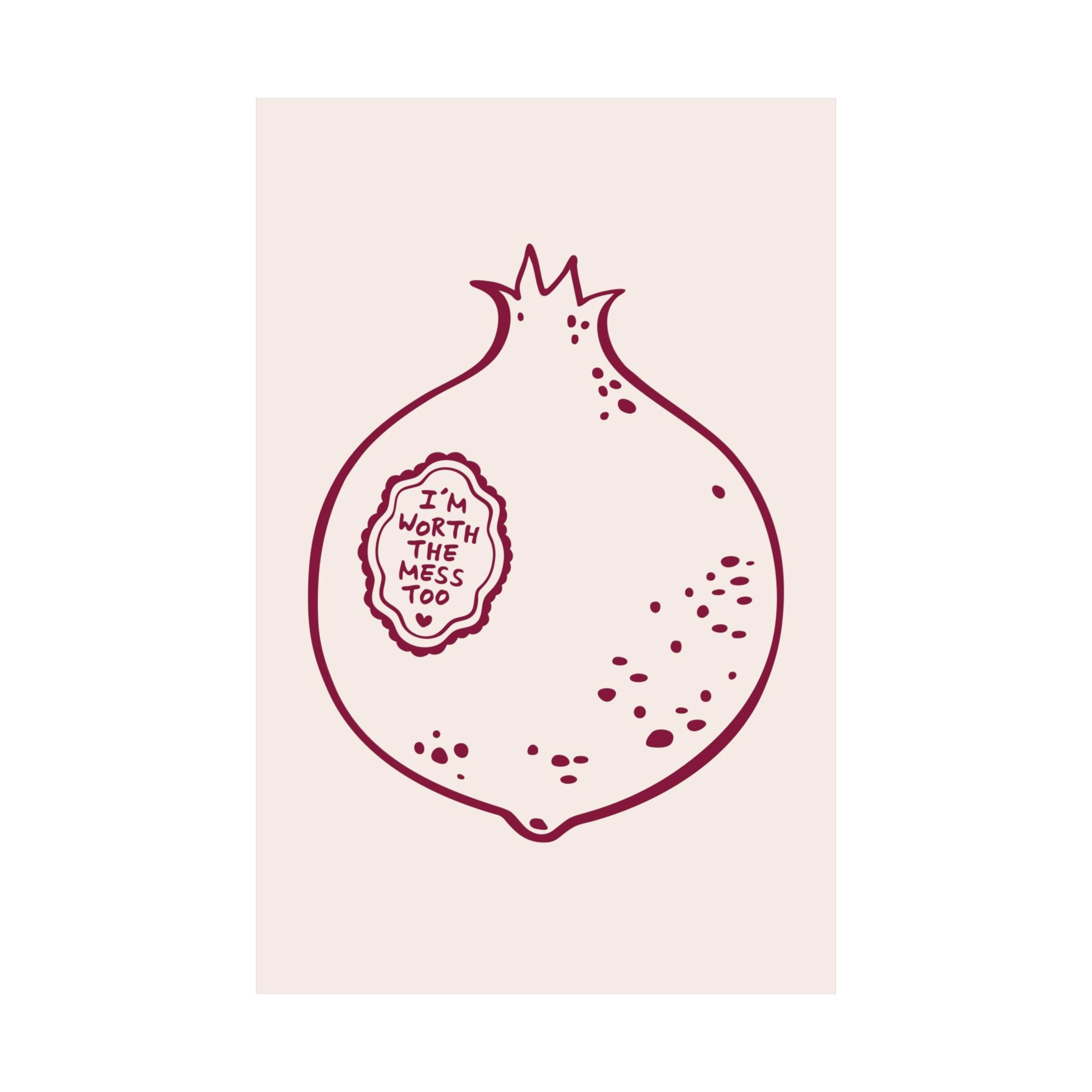 Doodle The Pomegranate Theory Burgundy Poster, Inspiring Beautiful Mess Print