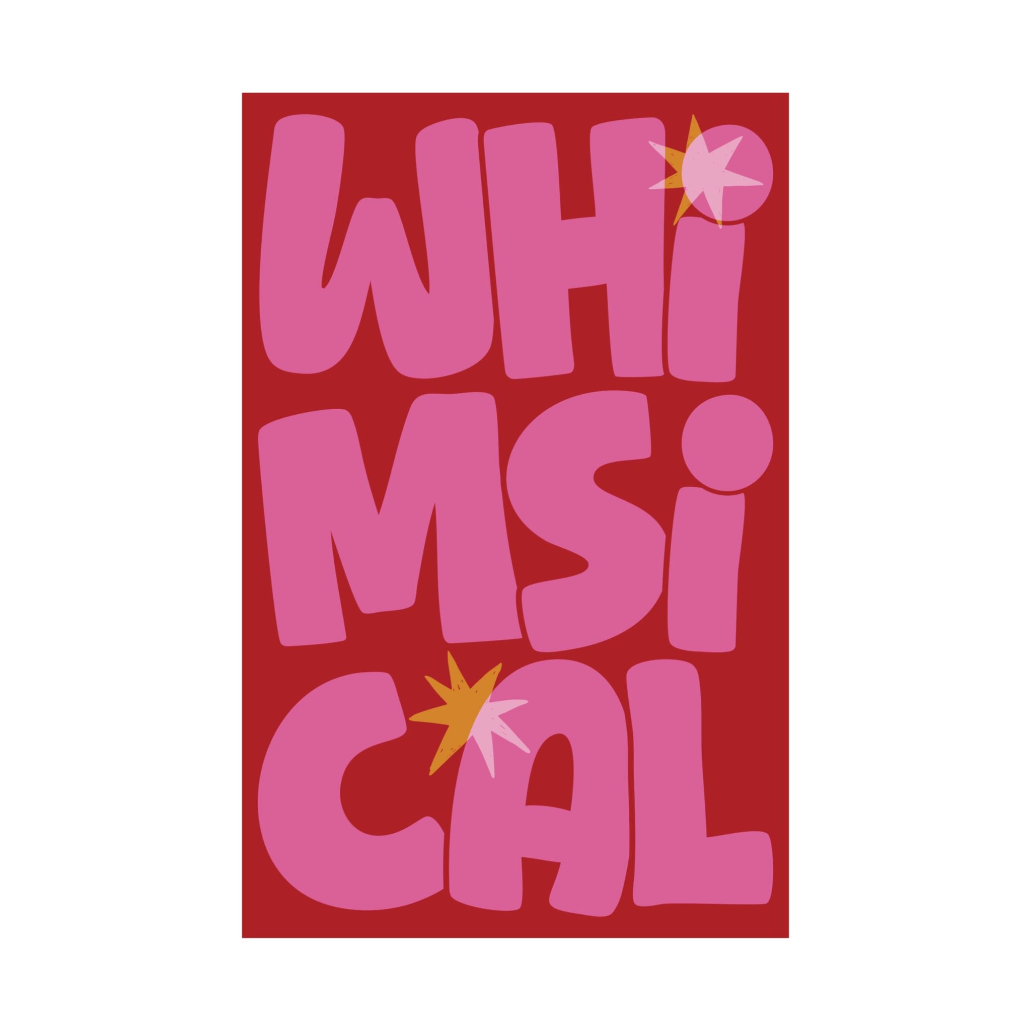 Whimsical Bold Typography Poster, Red, Pink Eclectic Wall Art Print
