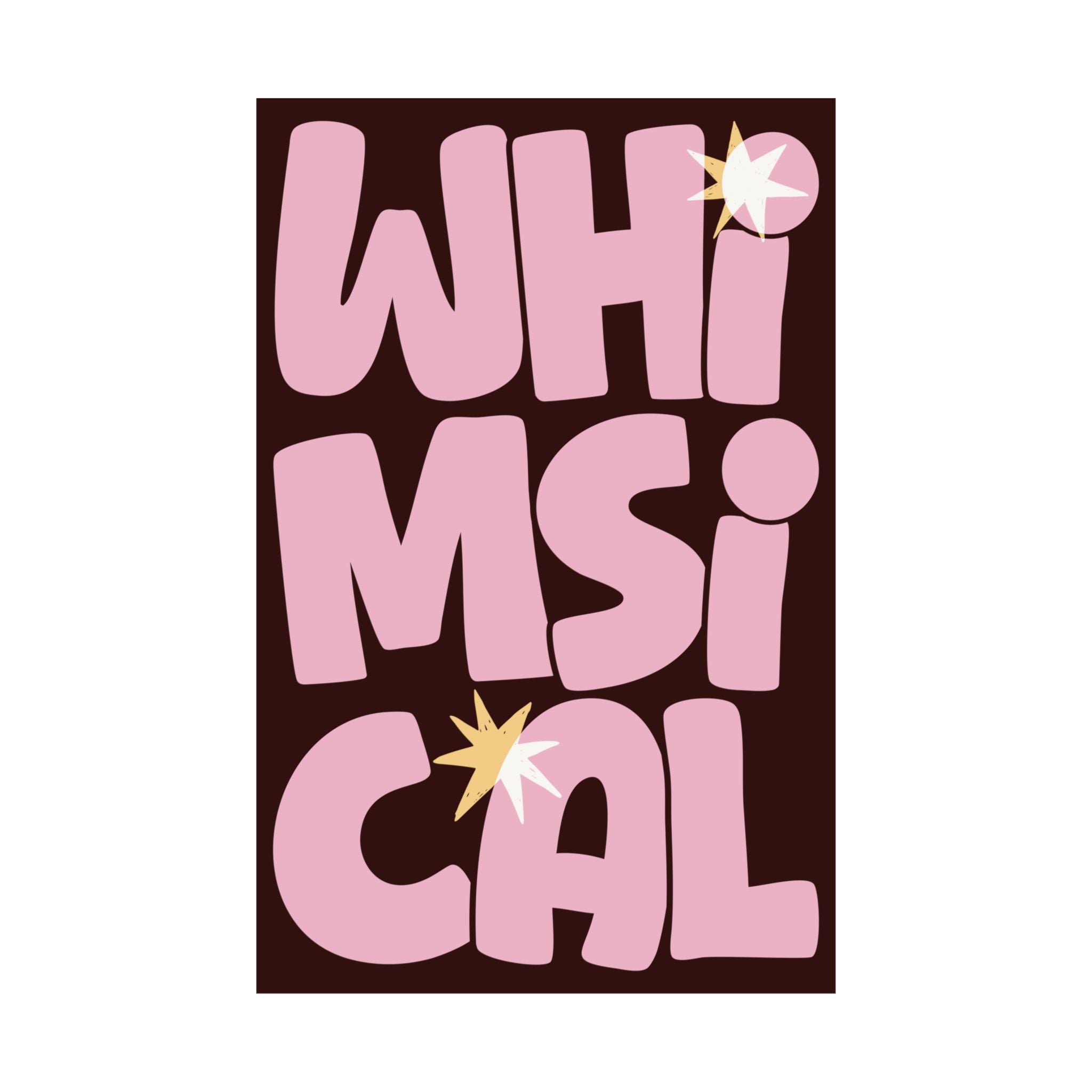 Whimsical Bold Typography Poster, Chocolate, Pastel Pink Eclectic Wall Art Print