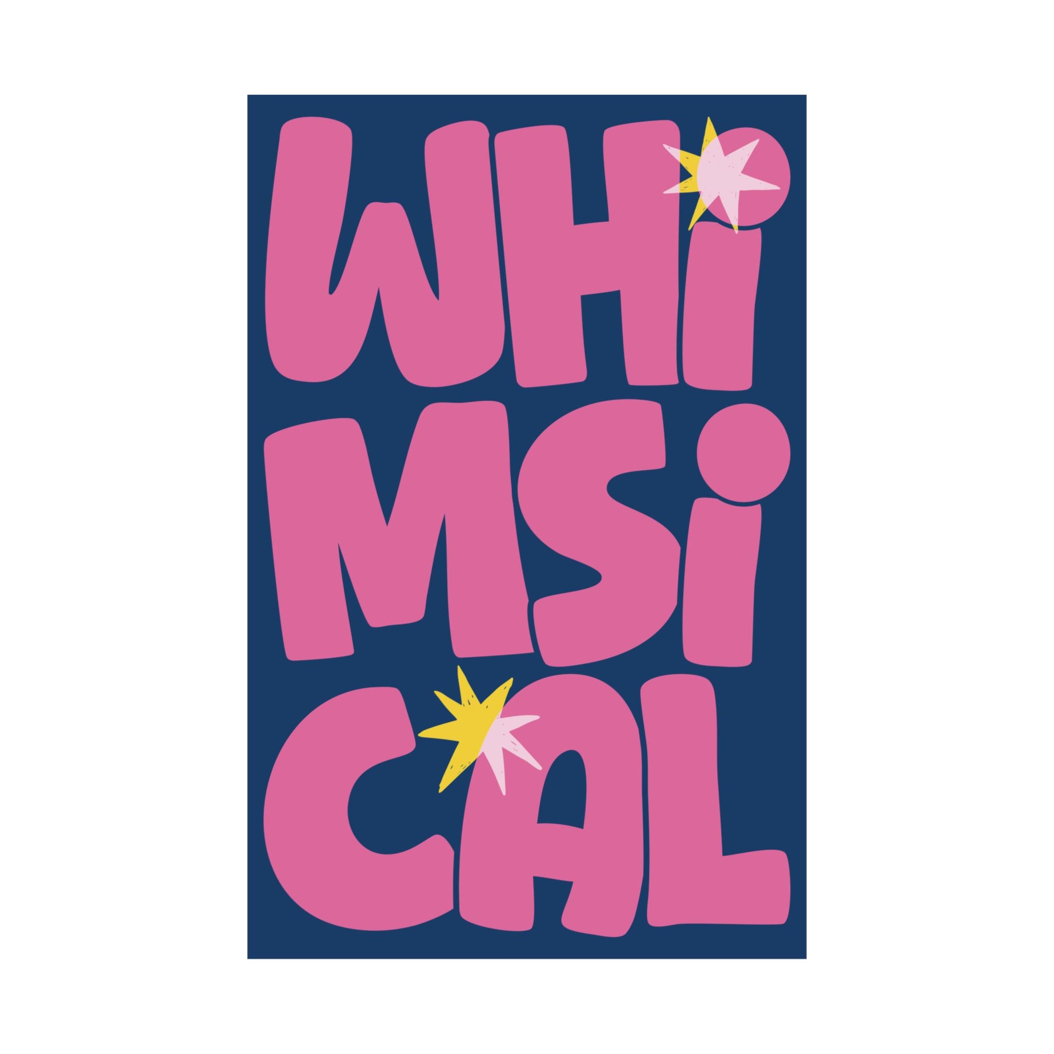 Whimsical Funky Typography Poster, Blue, Pink Eclectic Wall Art Print