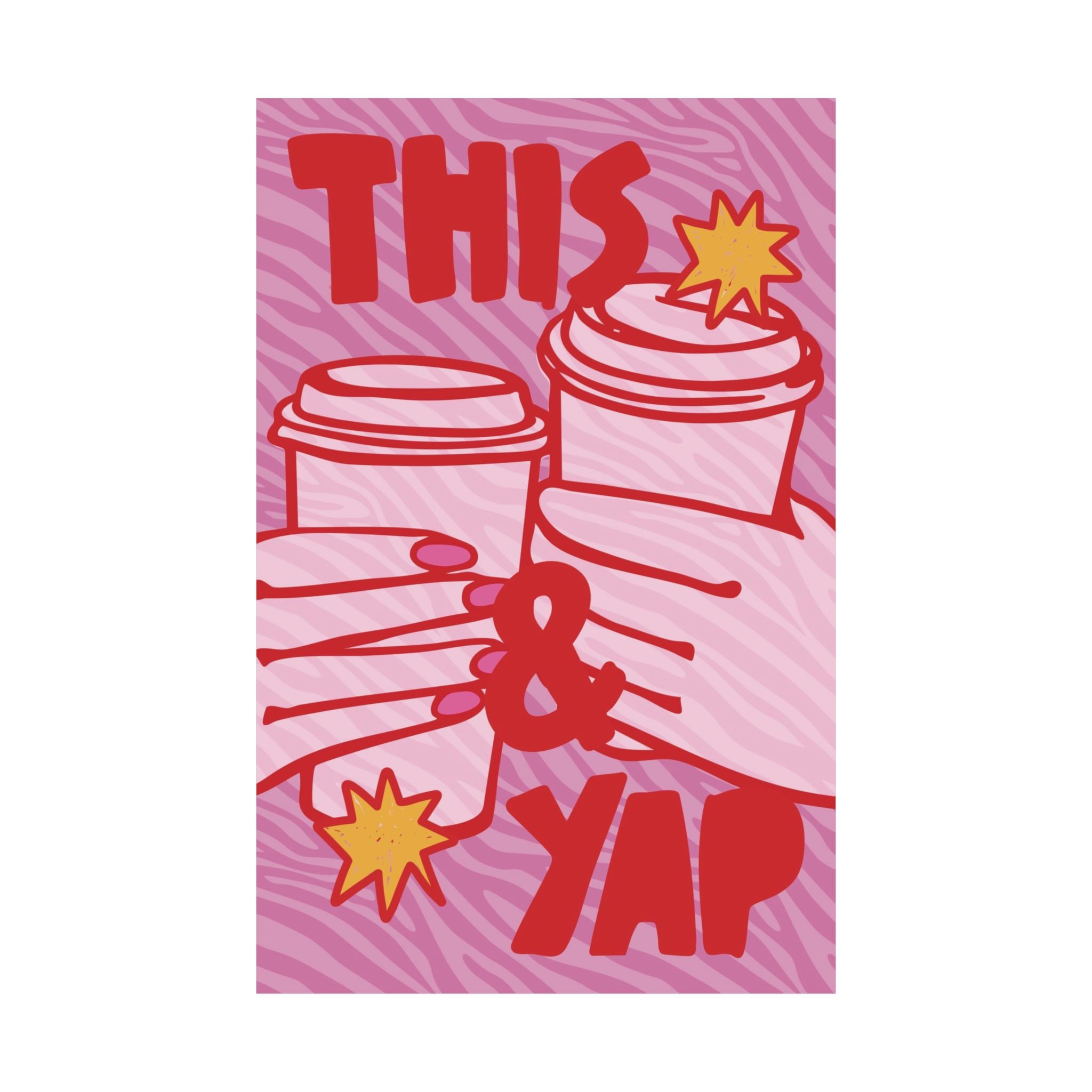 This And Yap Coffee Mugs Poster, Caffeine Eclectic Y2k Design Wall Art