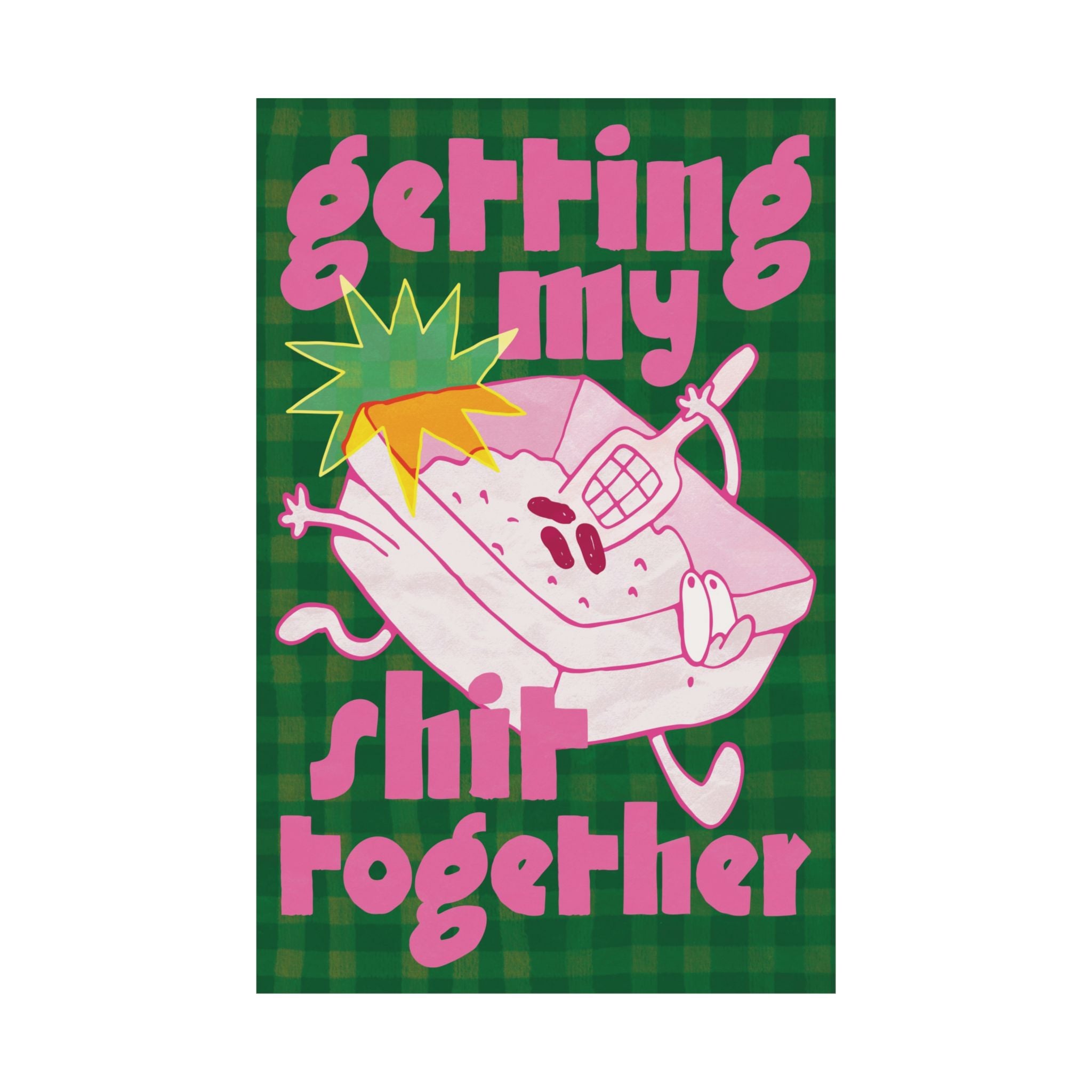 Eclectic Getting My Shit Together Cat Litter Poster, Funny Growth Art Print