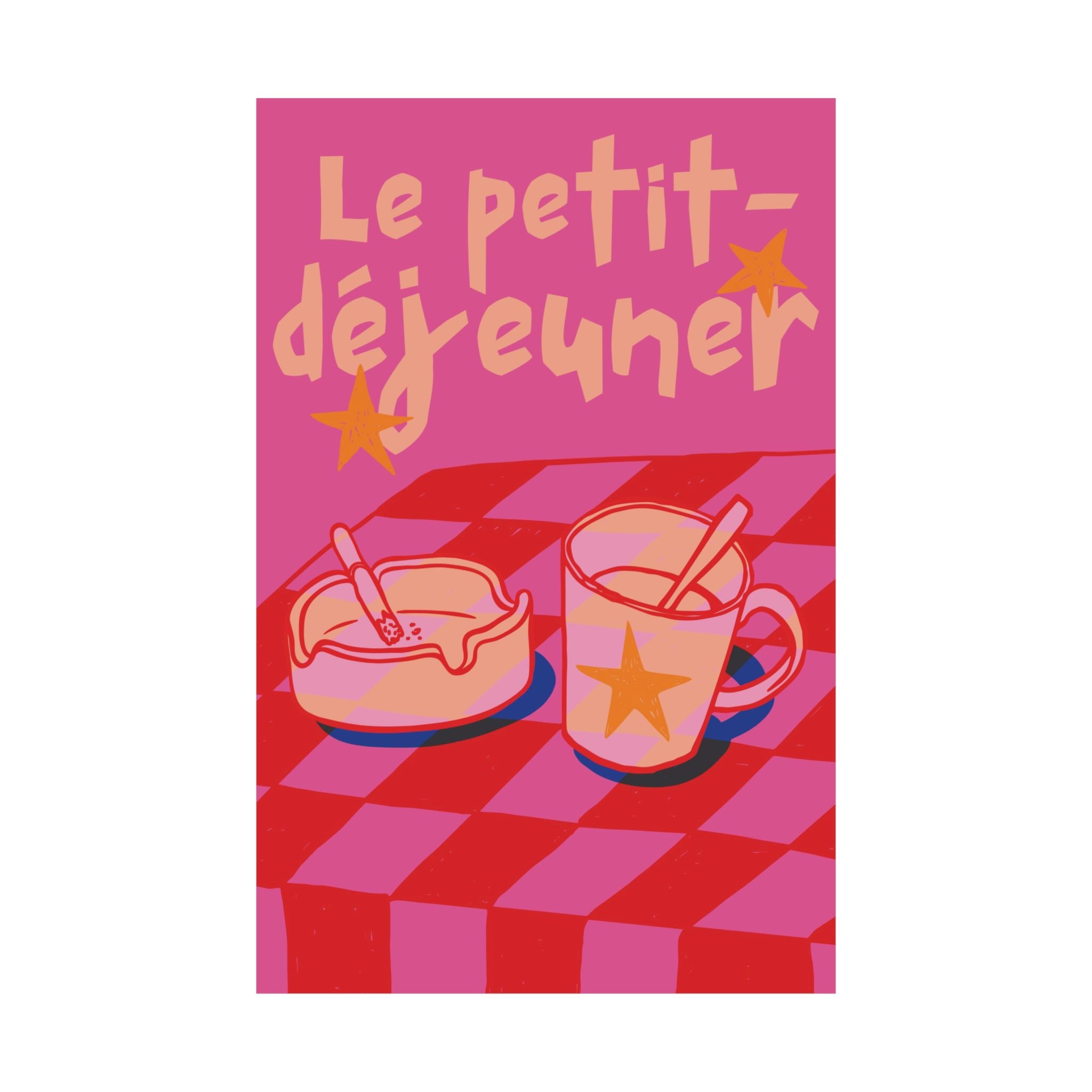 Le Petit-Déjeuner Cigarette & Coffee Poster, French Breakfast Food Art Print
