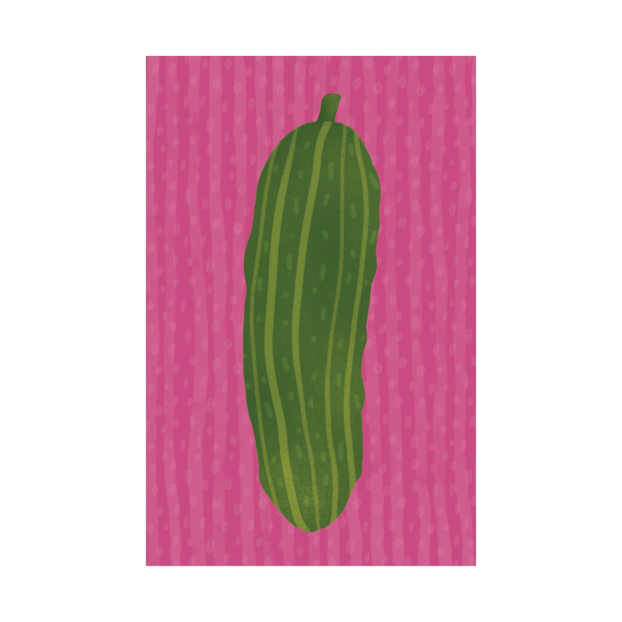 Pickle Eclectic Illustration Poster, Pink Green Retro Food Art Print