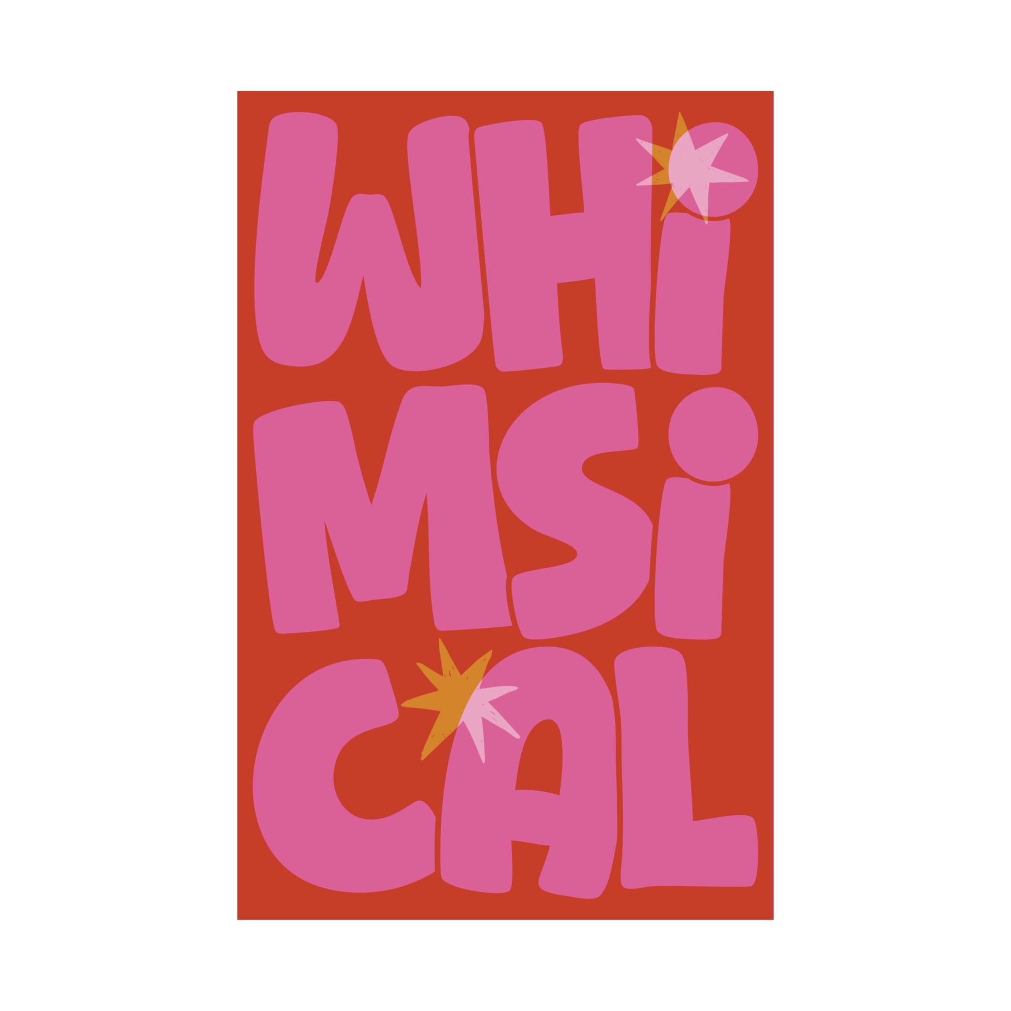 Whimsical Funky Typography Poster, Orange, Pink Eclectic Wall Art Print