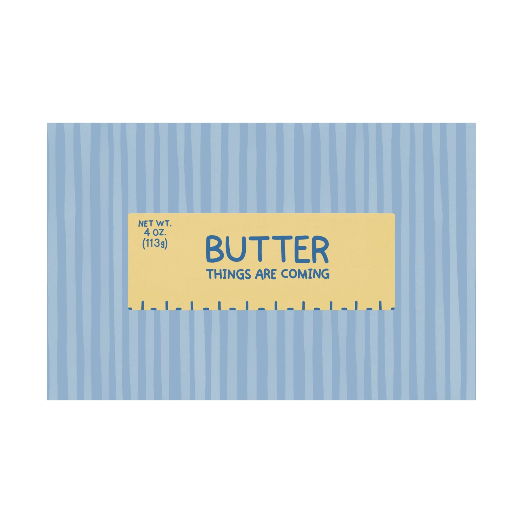 Butter Things Are Coming Illustration Poster, Landscape Blue Yellow Eclectic Food Print
