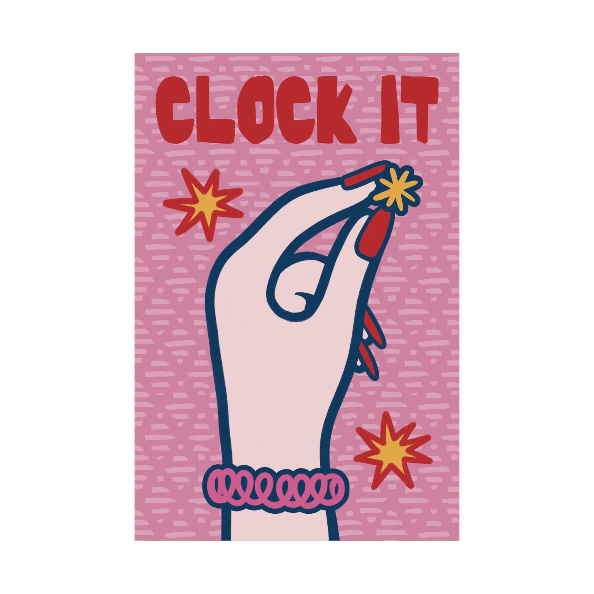 Eclectic Clock It Retro Poster, Girly Iconic Pop Culture Moment Art Print