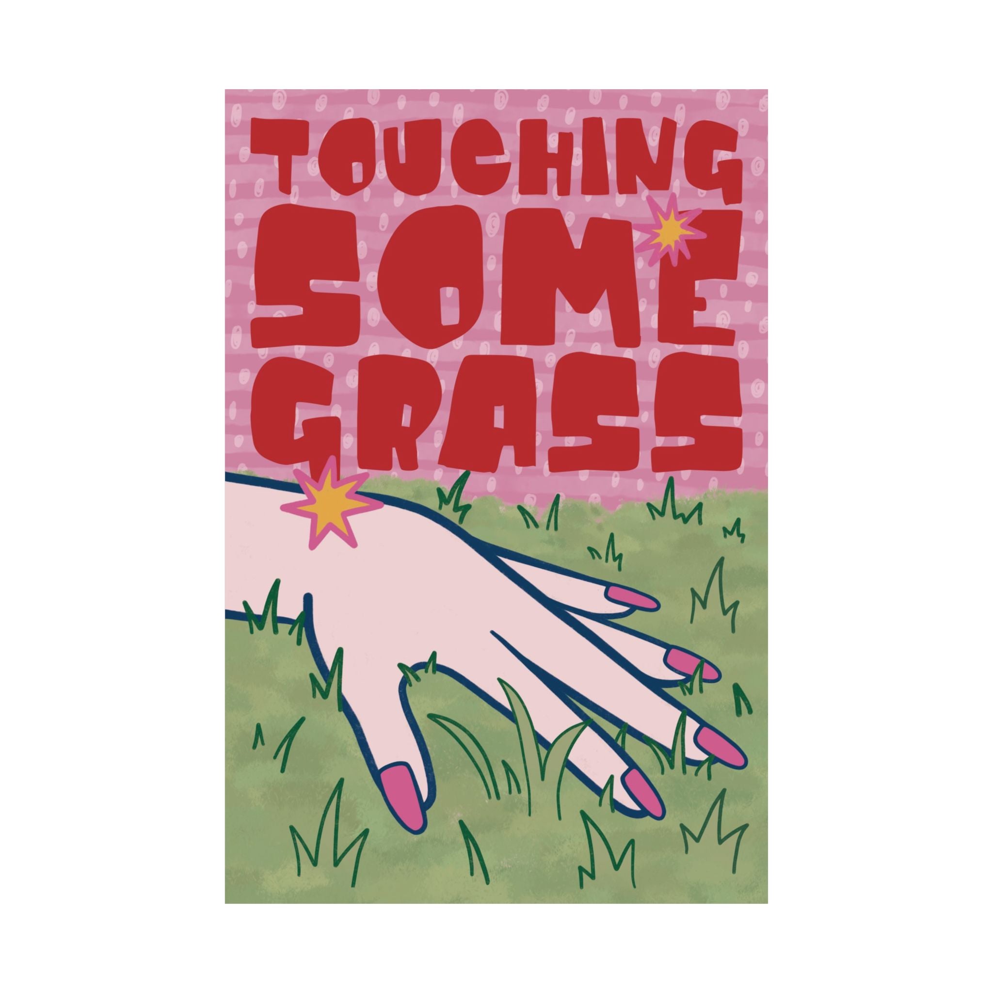 Eclectic Touching Some Grass Poster, Staying Grounded Retro Art Print