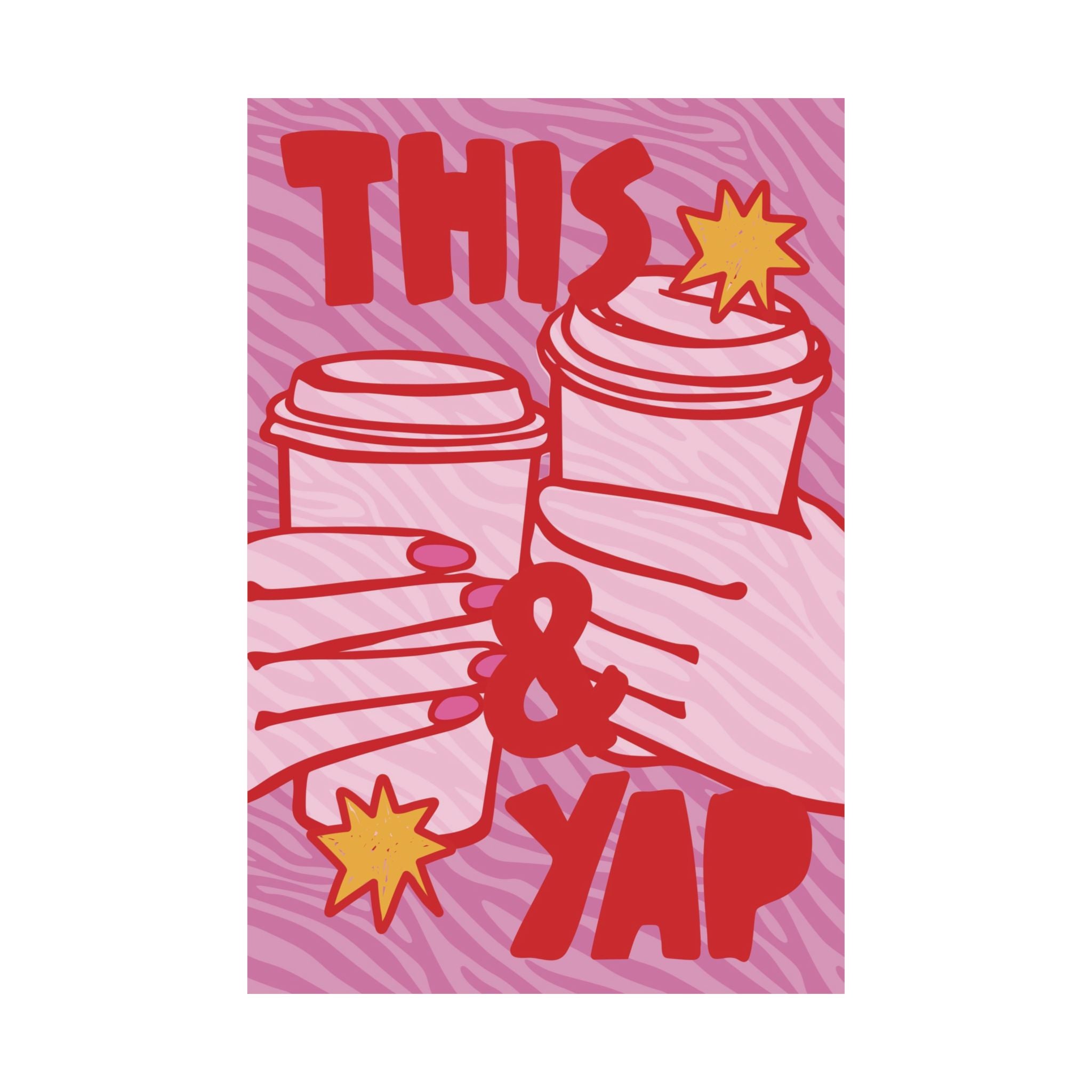 This And Yap Coffee Mugs Poster, Caffeine Eclectic Y2k Design Wall Art