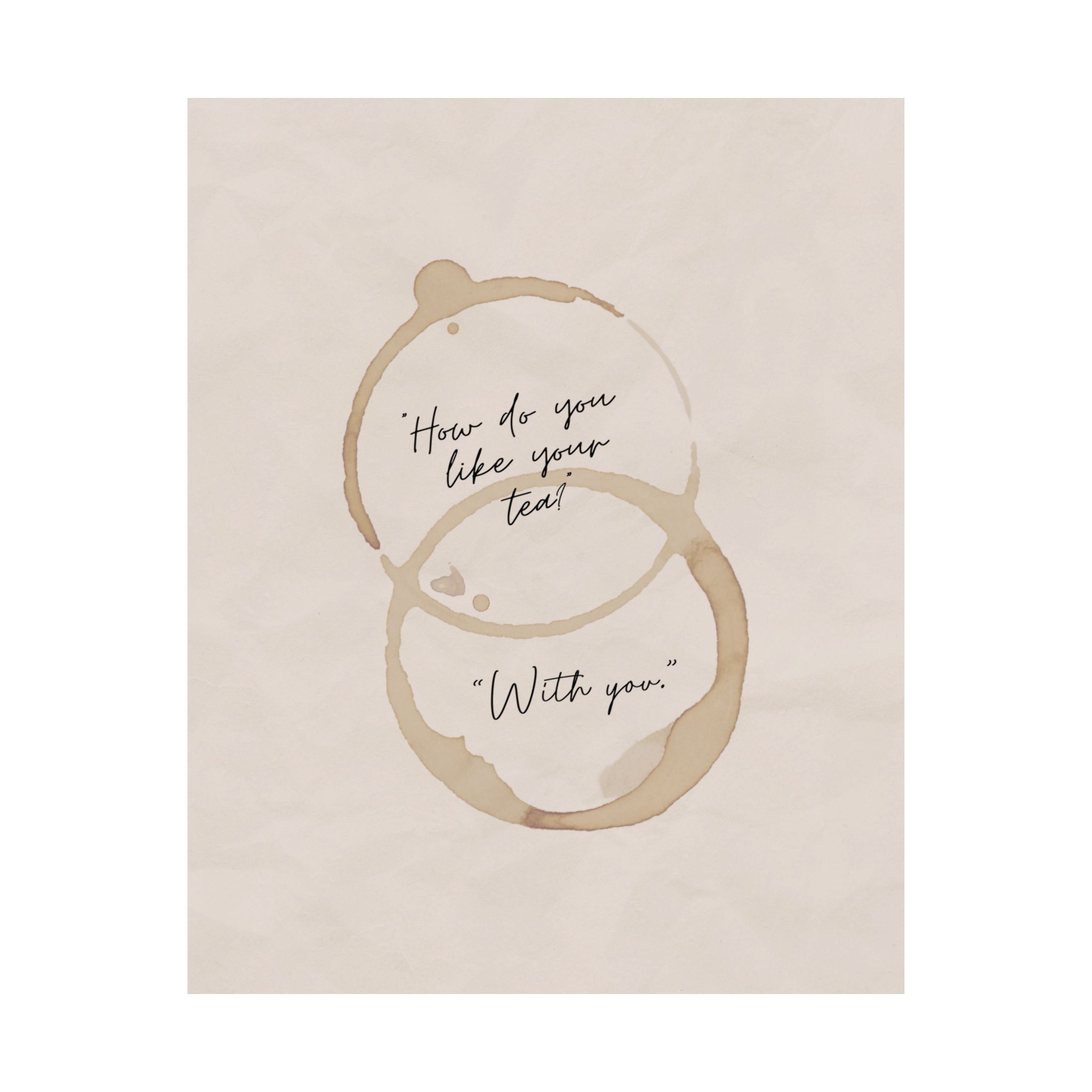 "How Do You Like Your Tea? With You" Mug Stains Poster, Coffeebar Corner Decor