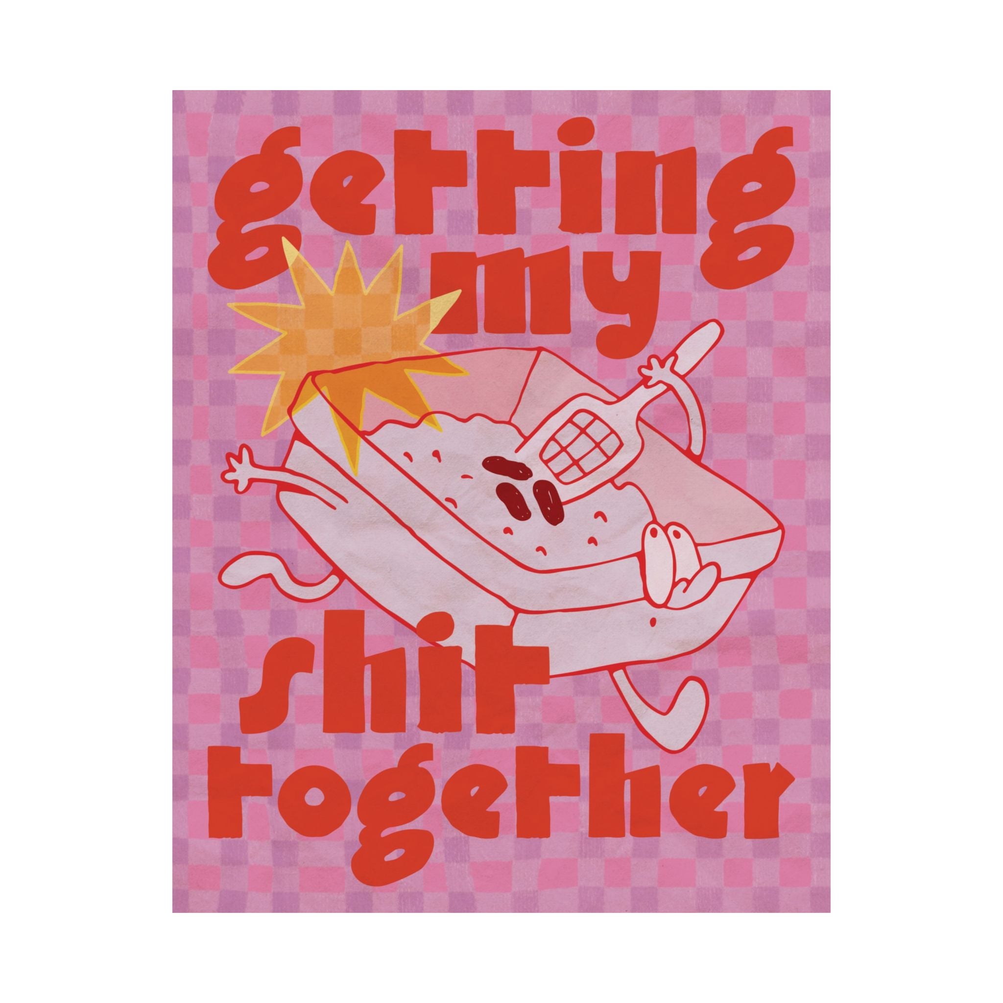Eclectic Getting My Shit Together Cat Litter Poster, Motivational Funny Art Print
