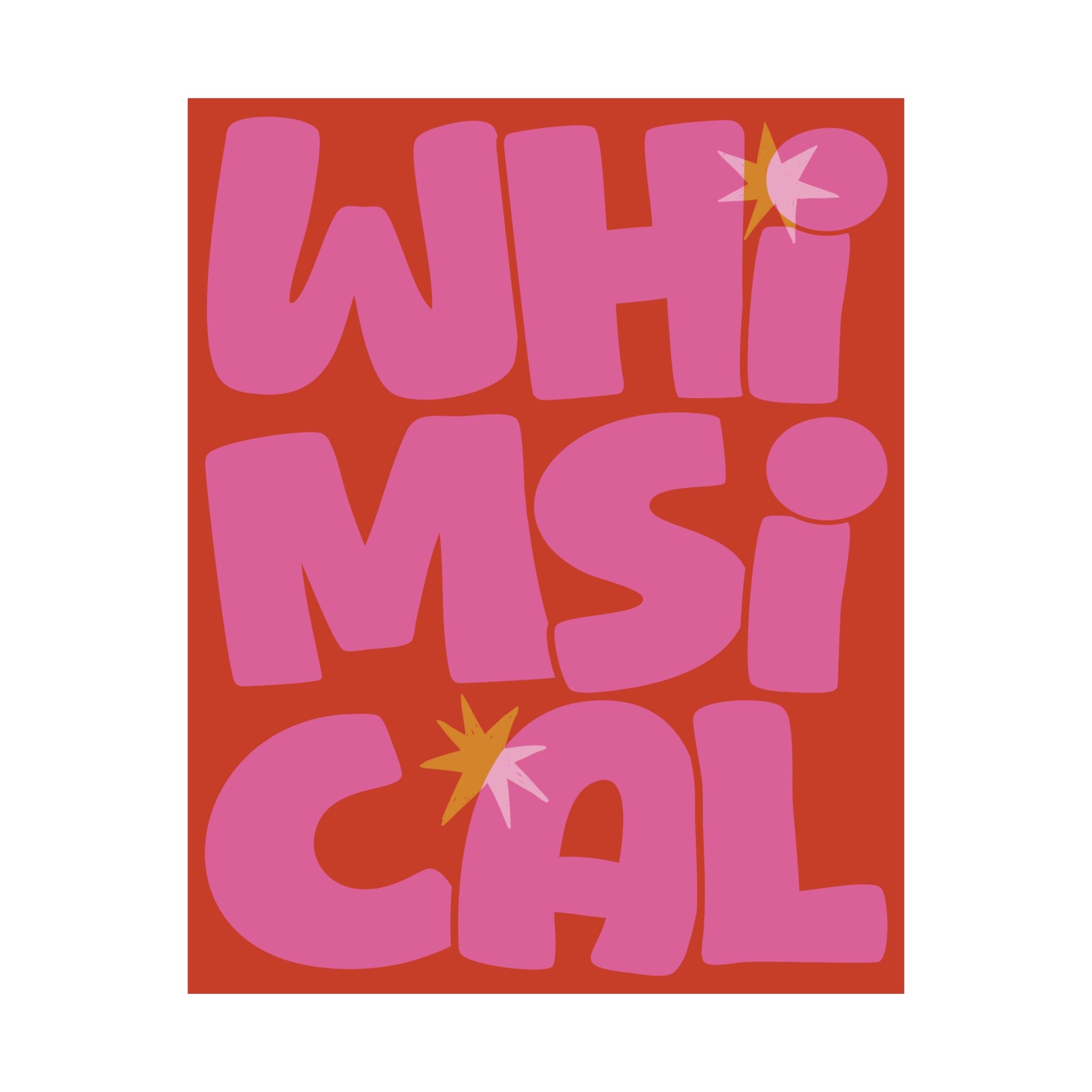Whimsical Funky Typography Poster, Orange, Pink Eclectic Wall Art Print