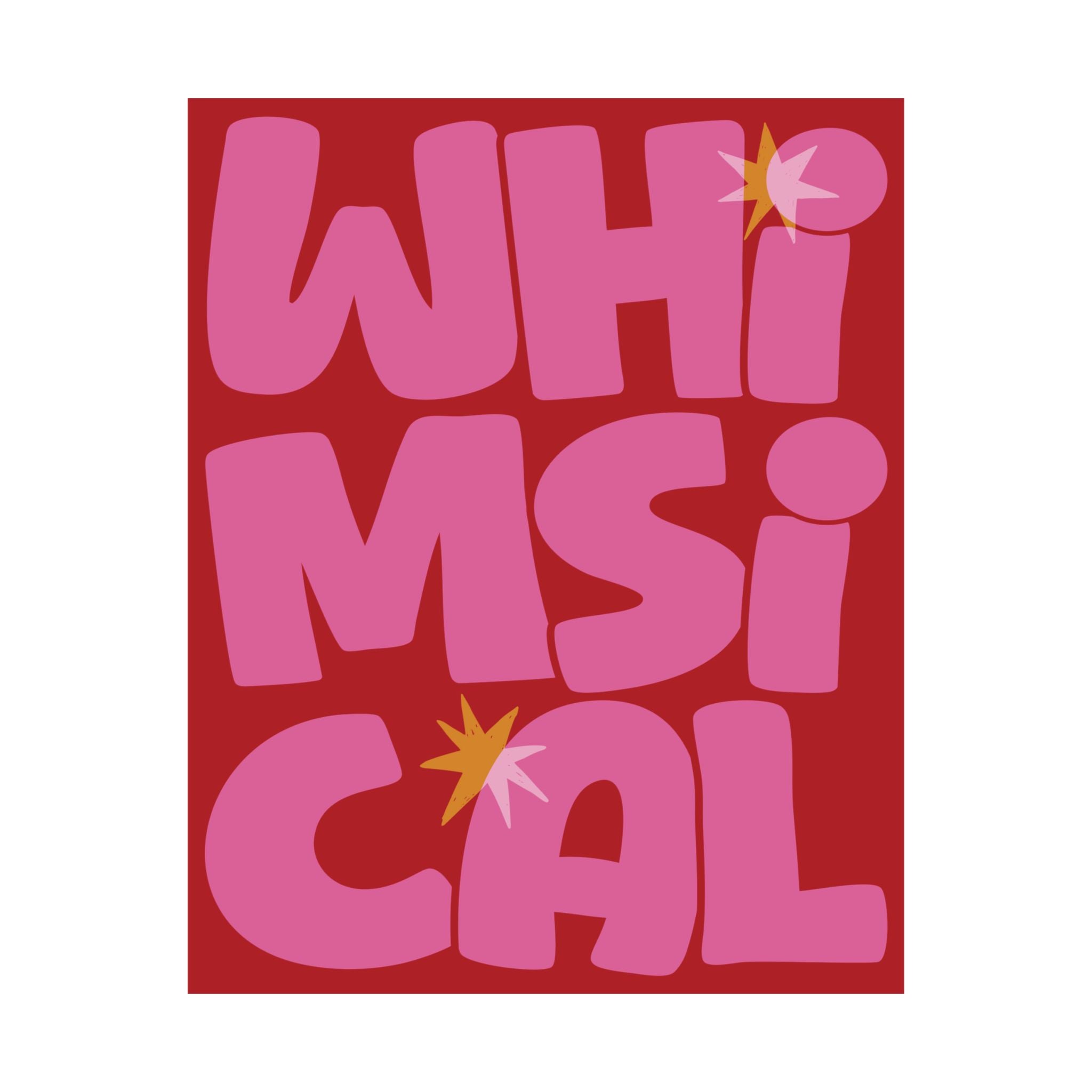 Whimsical Bold Typography Poster, Red, Pink Eclectic Wall Art Print