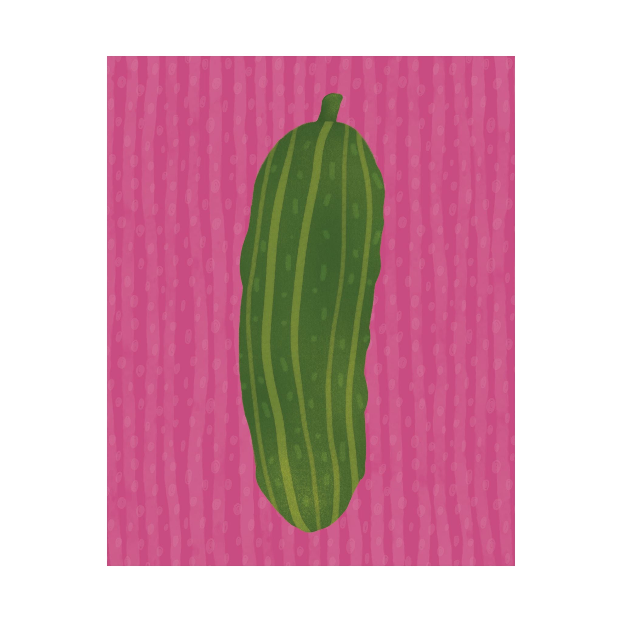 Pickle Eclectic Illustration Poster, Pink Green Retro Food Art Print