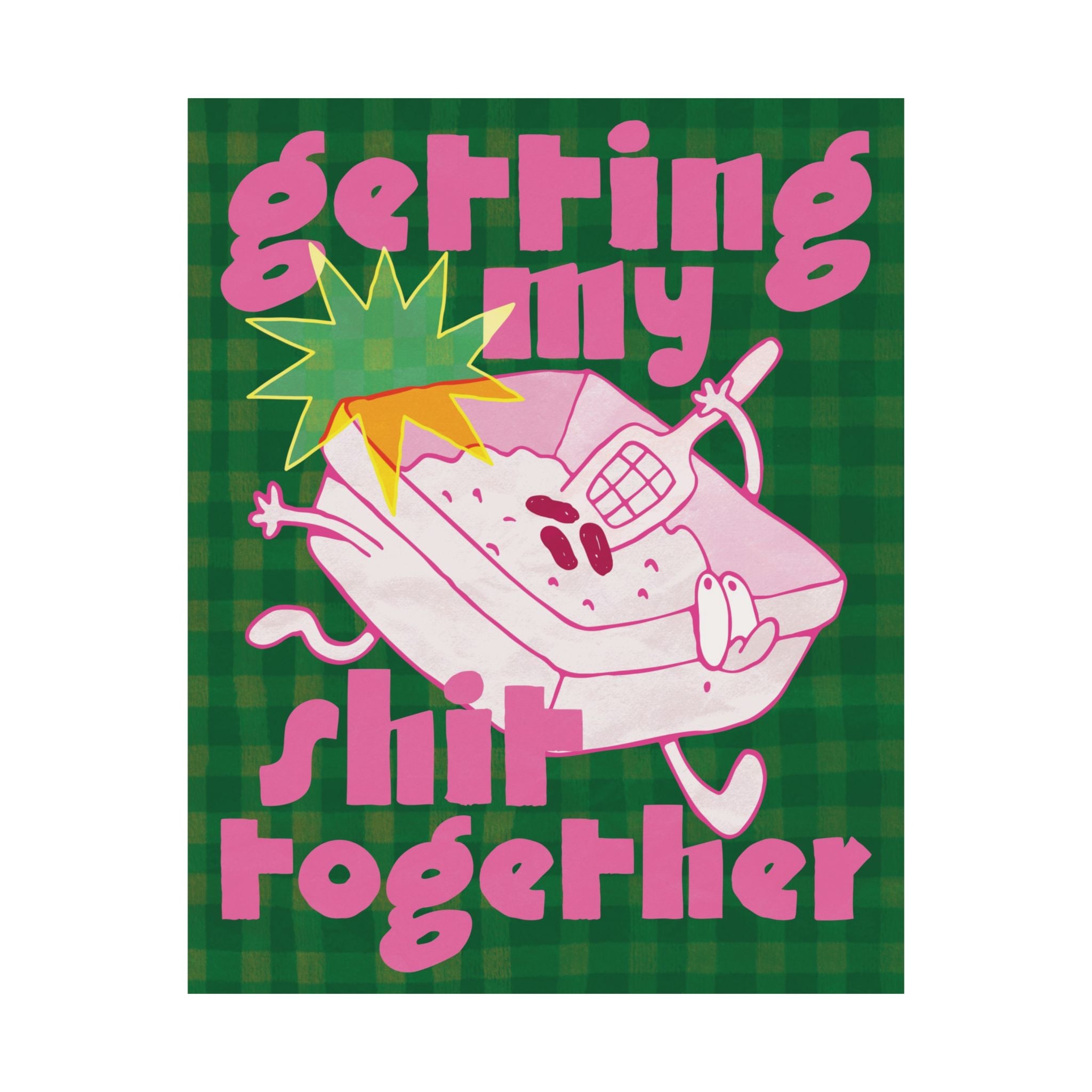 Eclectic Getting My Shit Together Cat Litter Poster, Funny Growth Art Print