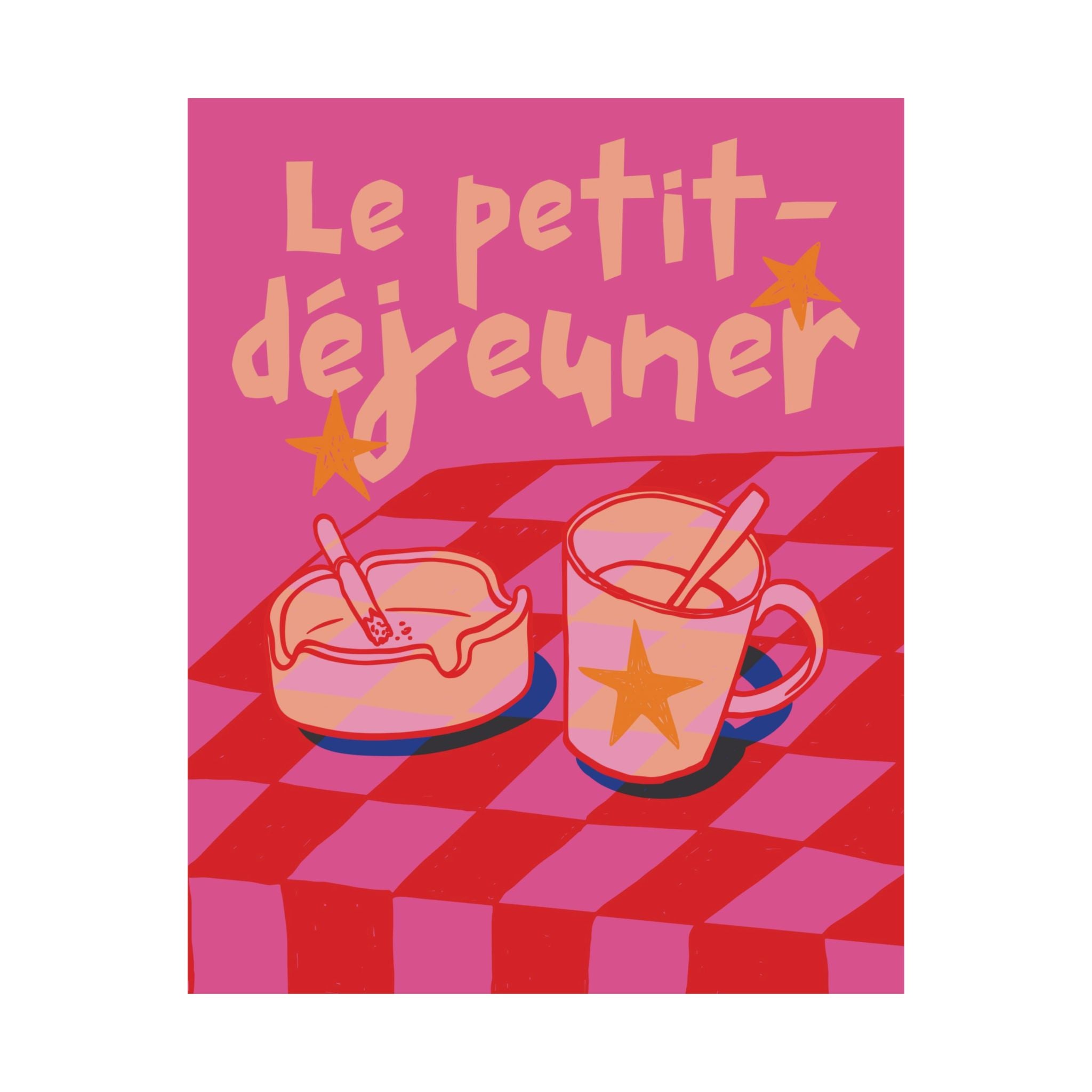 Le Petit-Déjeuner Cigarette & Coffee Poster, French Breakfast Food Art Print