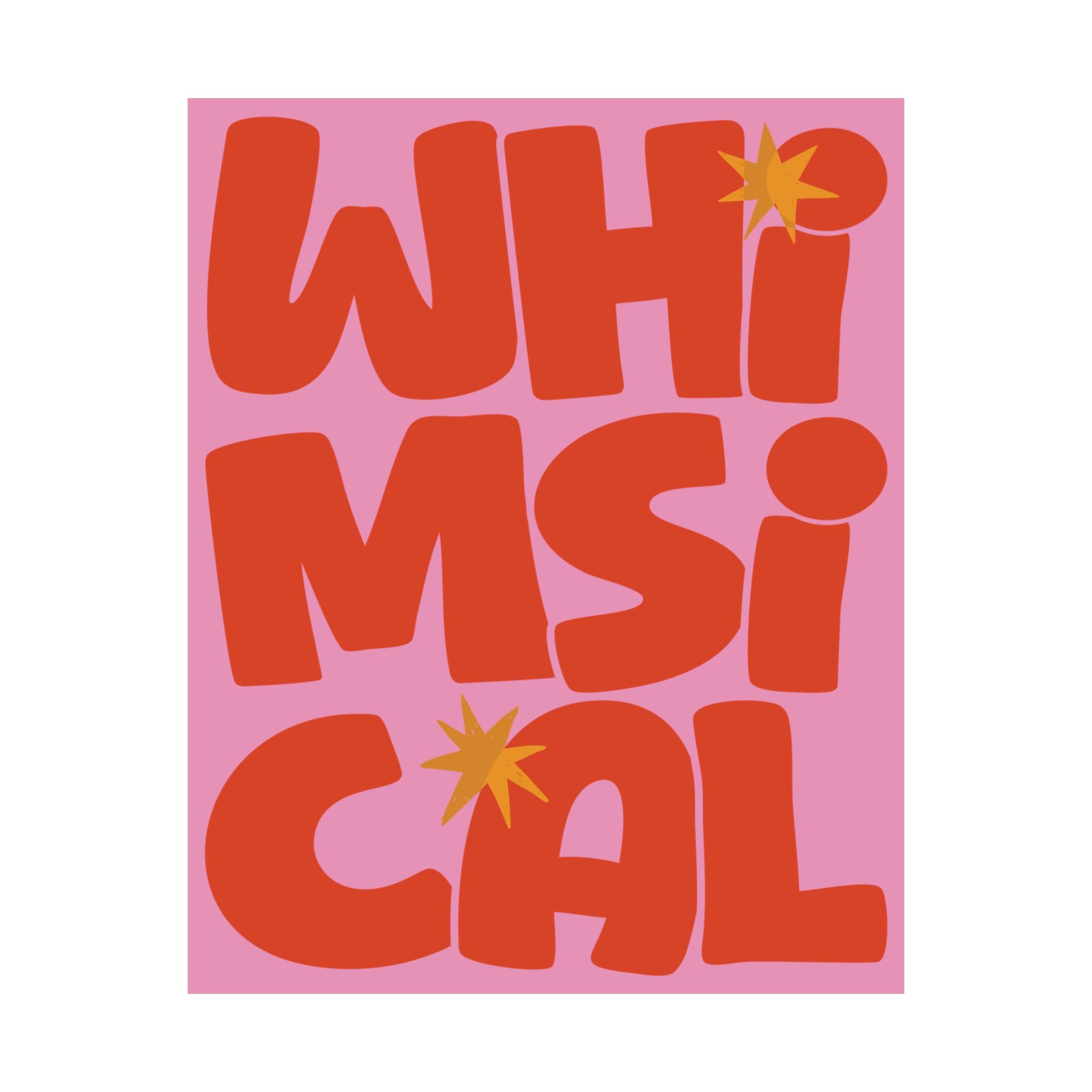Whimsical Fun Typography Poster, Pink, Orange Eclectic Wall Art Print