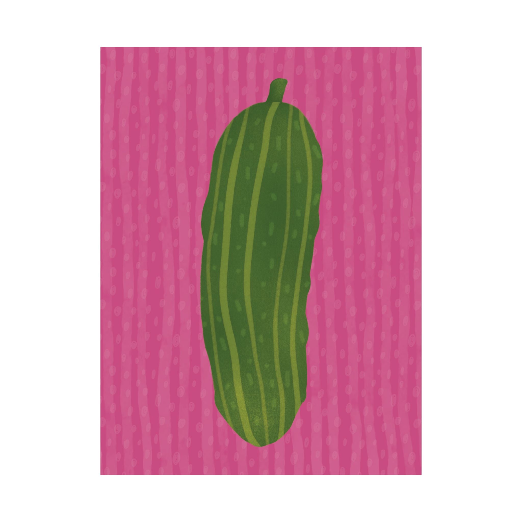 Pickle Eclectic Illustration Poster, Pink Green Retro Food Art Print