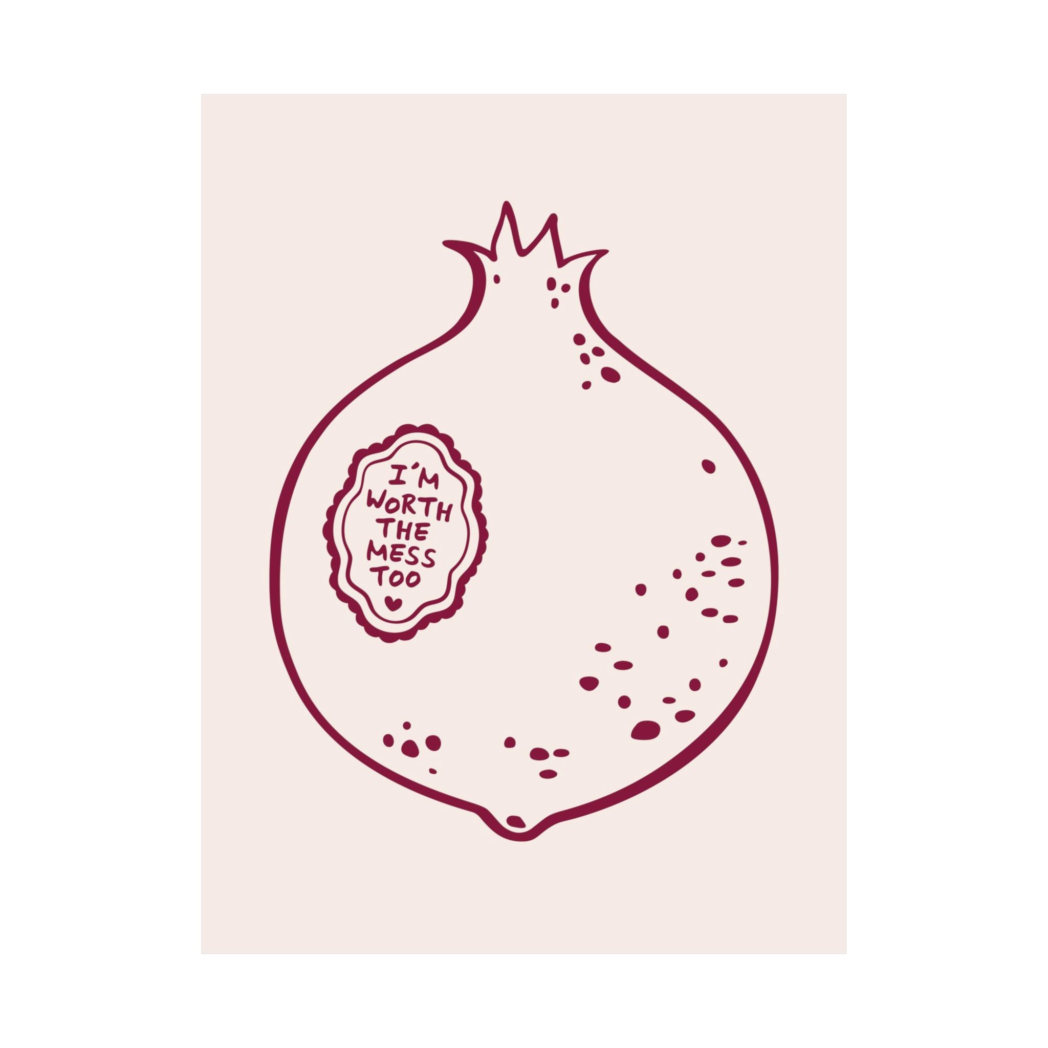 Doodle The Pomegranate Theory Burgundy Poster, Inspiring Beautiful Mess Print