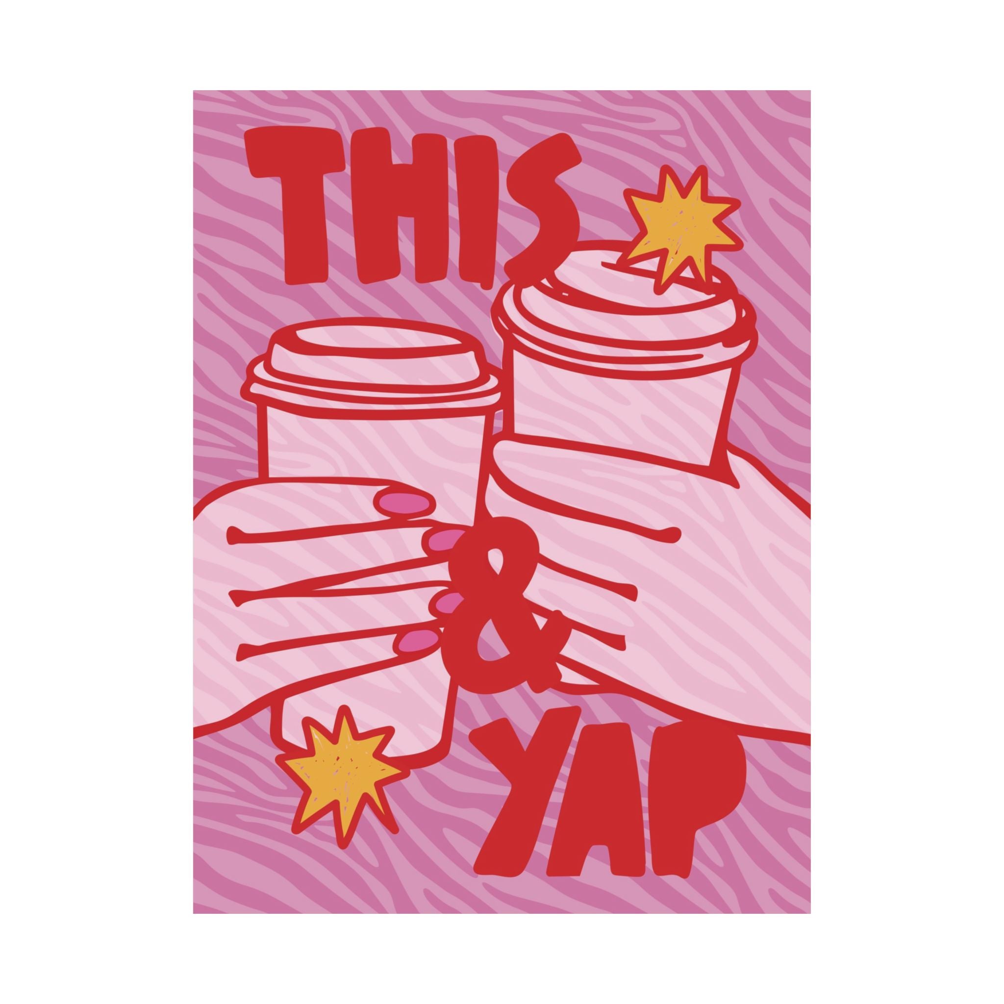 This And Yap Coffee Mugs Poster, Caffeine Eclectic Y2k Design Wall Art