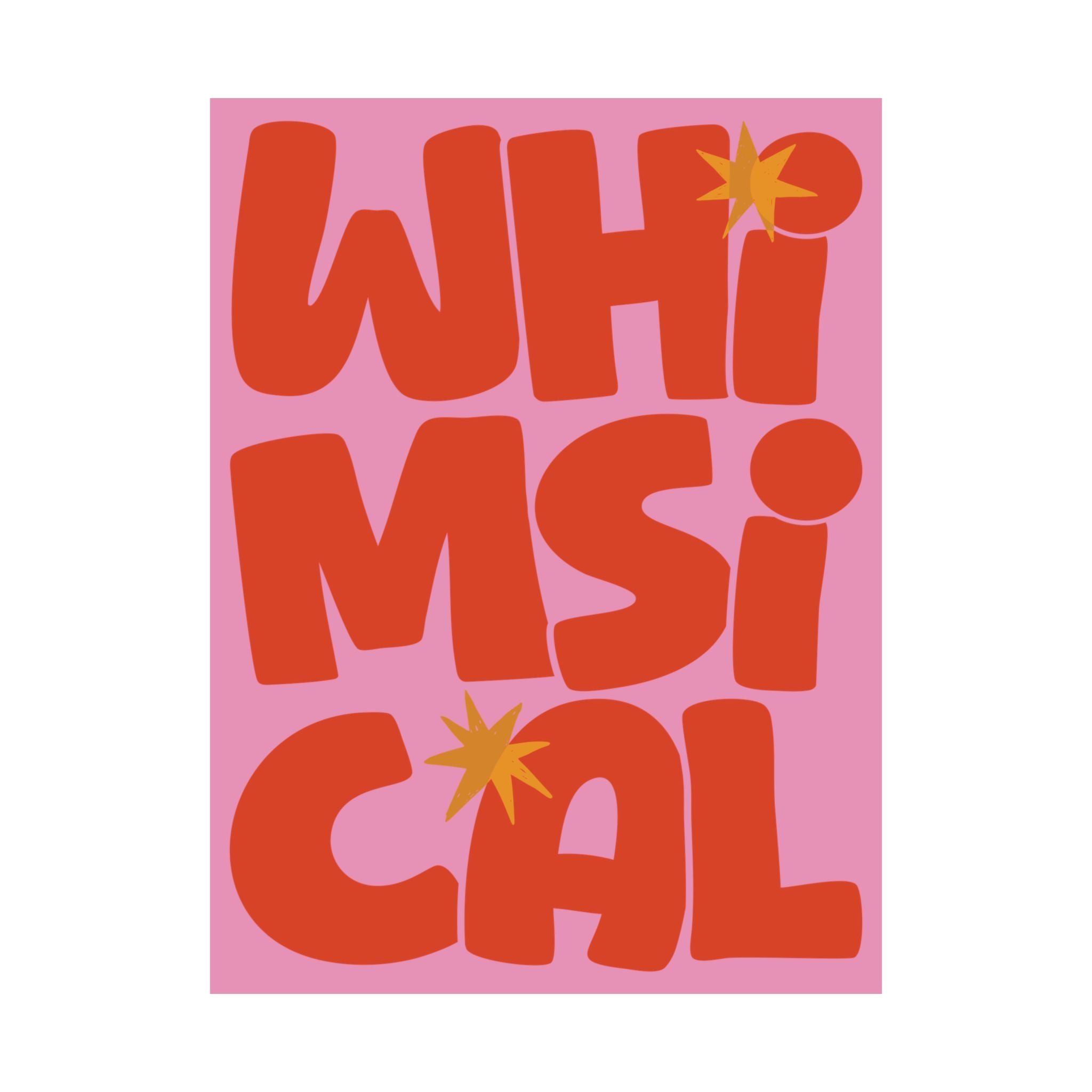 Whimsical Fun Typography Poster, Pink, Orange Eclectic Wall Art Print