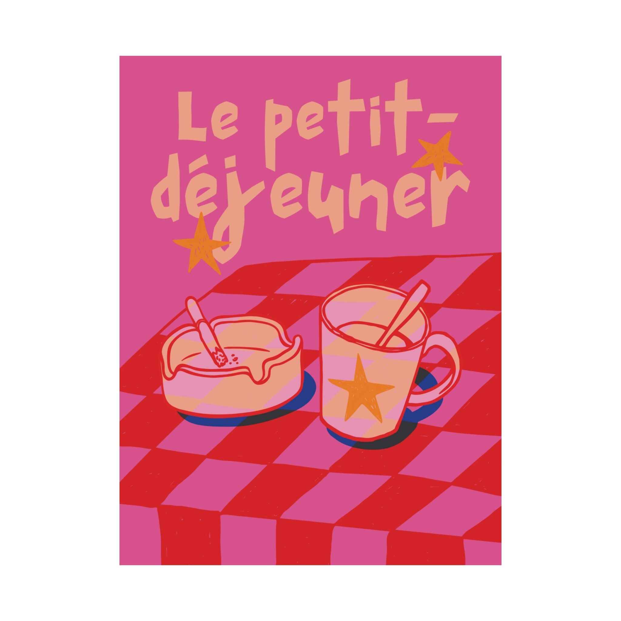 Le Petit-Déjeuner Cigarette & Coffee Poster, French Breakfast Food Art Print