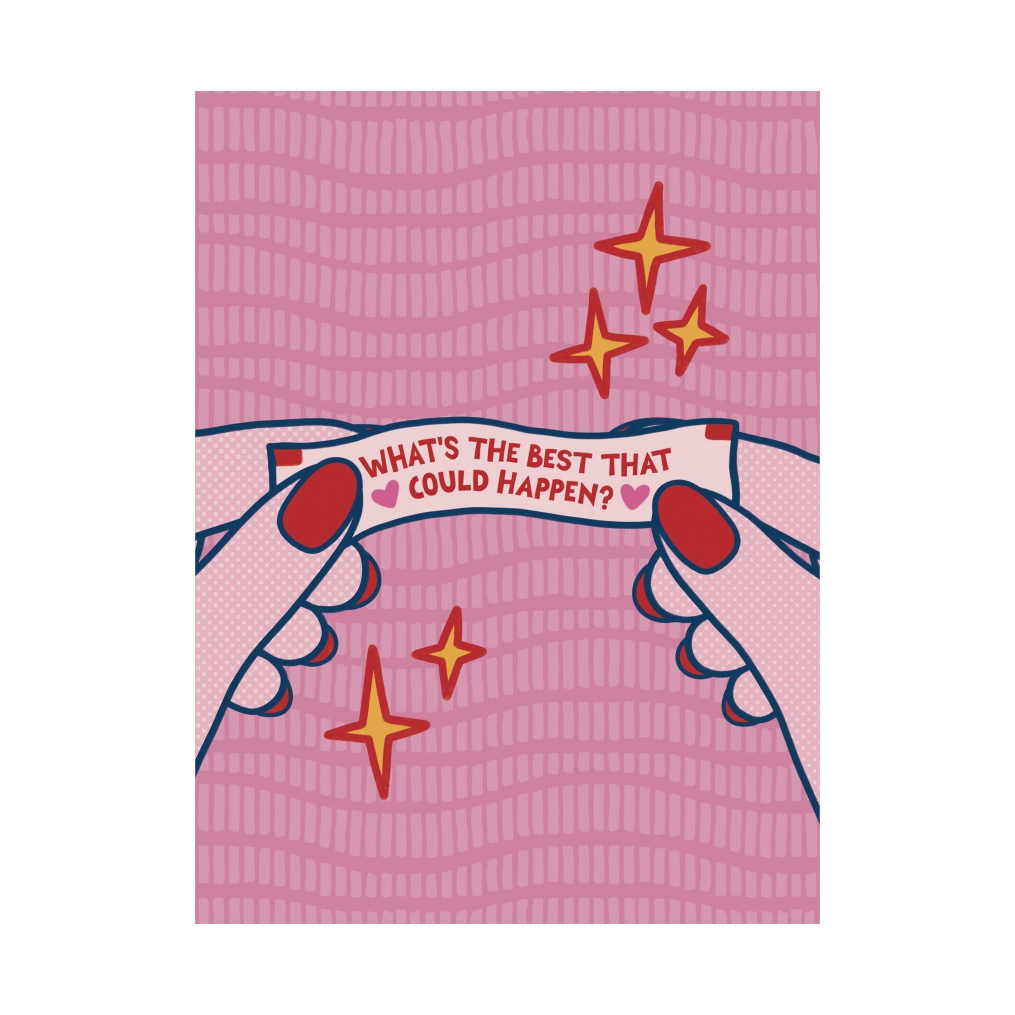 Eclectic What's The Best That Could Happen Fortune Cookie Poster, Motivational Art