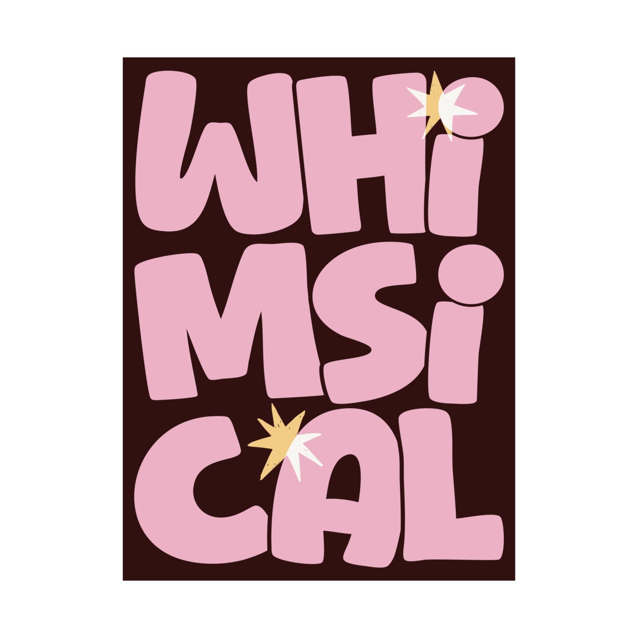 Whimsical Bold Typography Poster, Chocolate, Pastel Pink Eclectic Wall Art Print