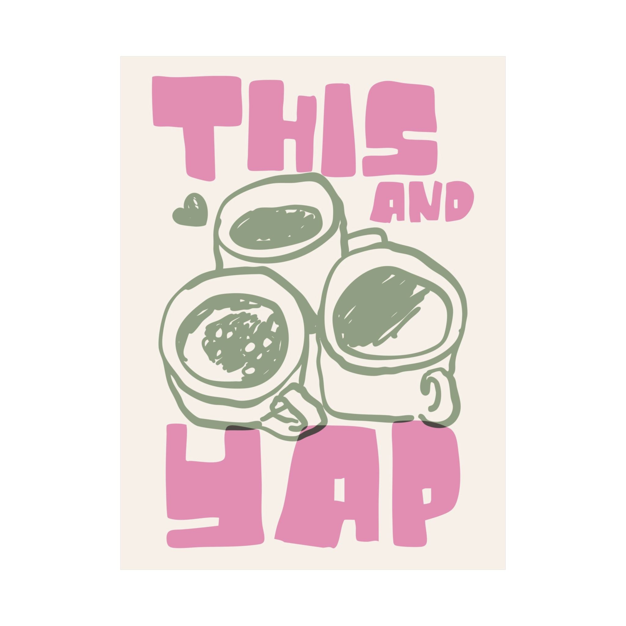 This And Yap Three Coffee Mugs Poster, Caffeine Retro Wall Art Illustration