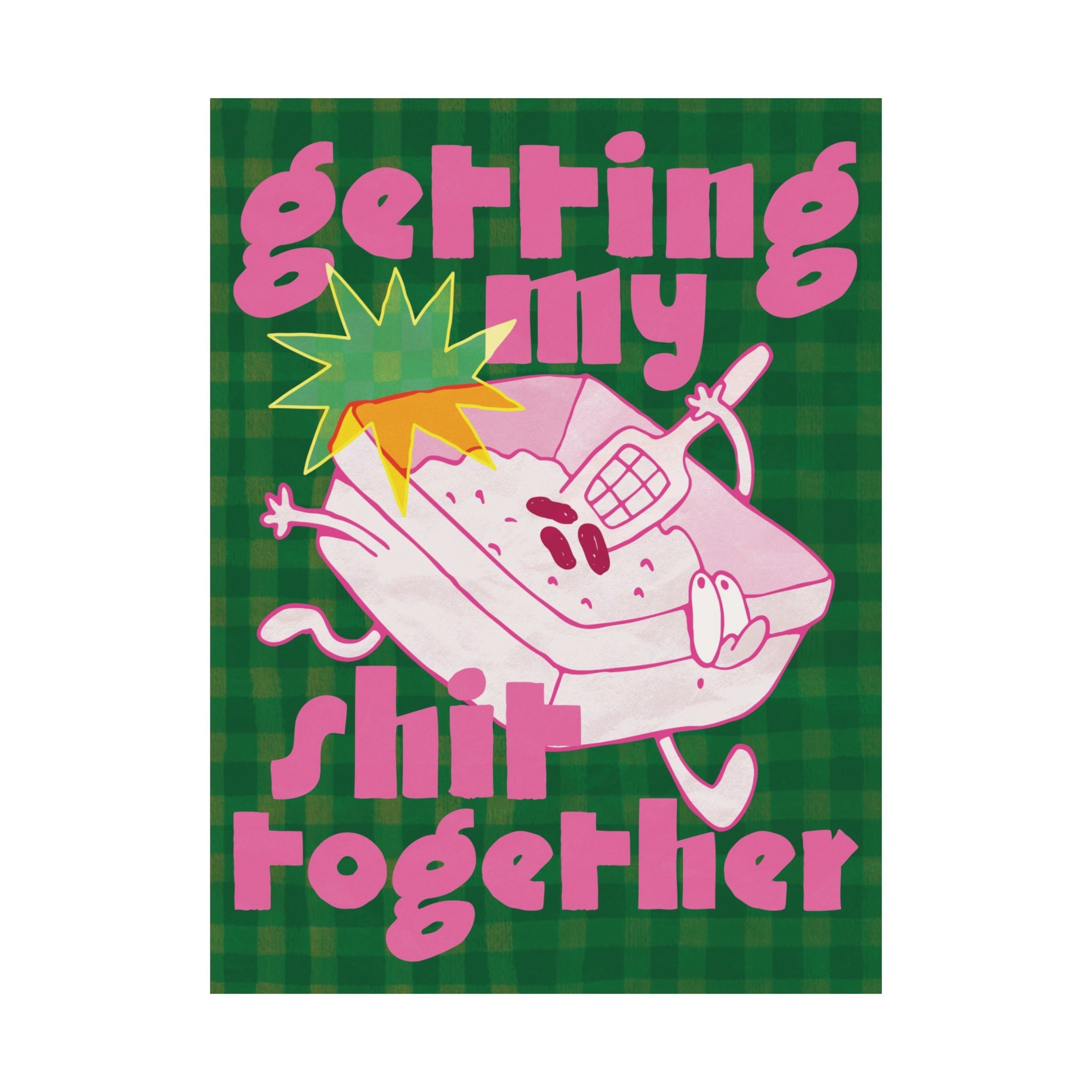 Eclectic Getting My Shit Together Cat Litter Poster, Funny Growth Art Print