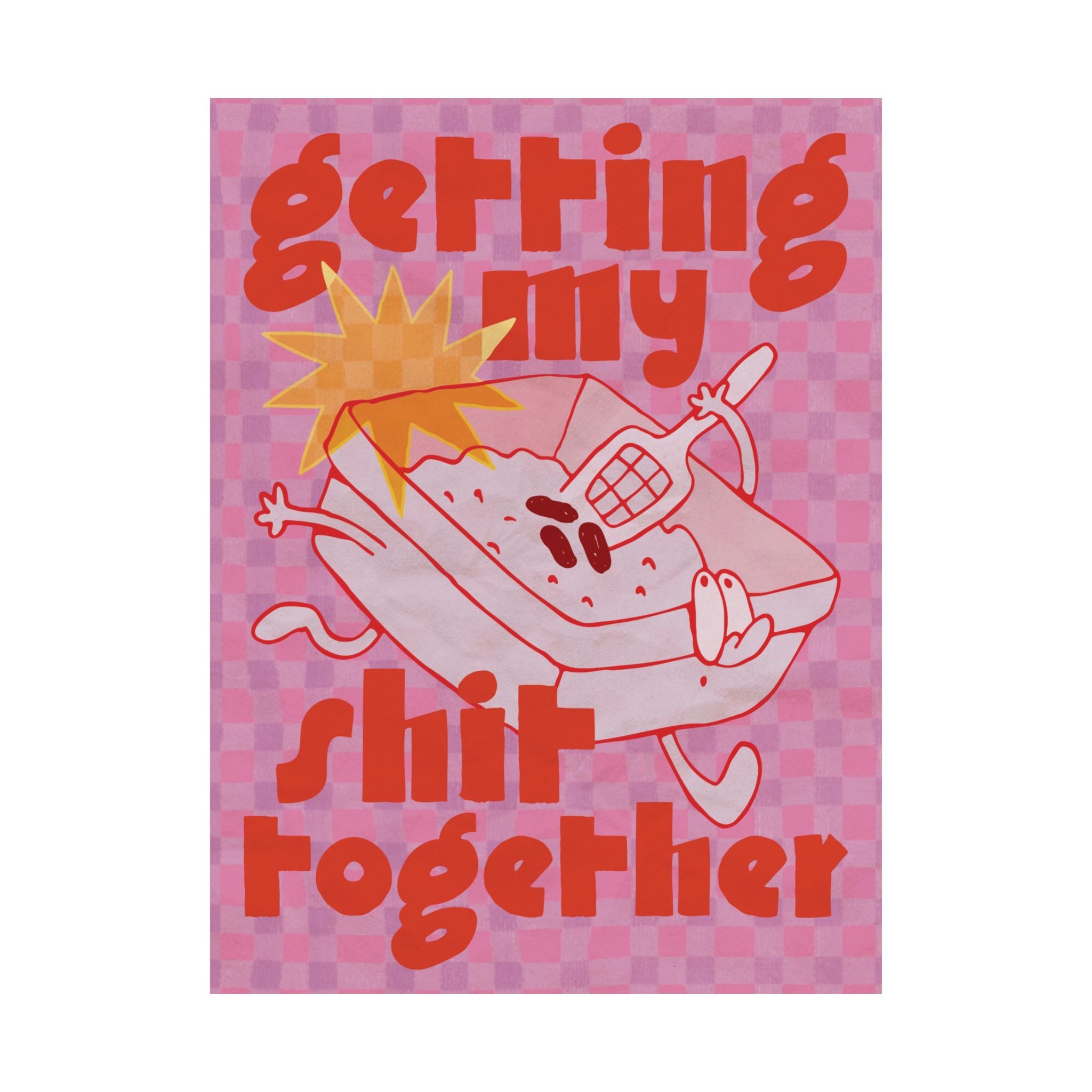 Eclectic Getting My Shit Together Cat Litter Poster, Motivational Funny Art Print