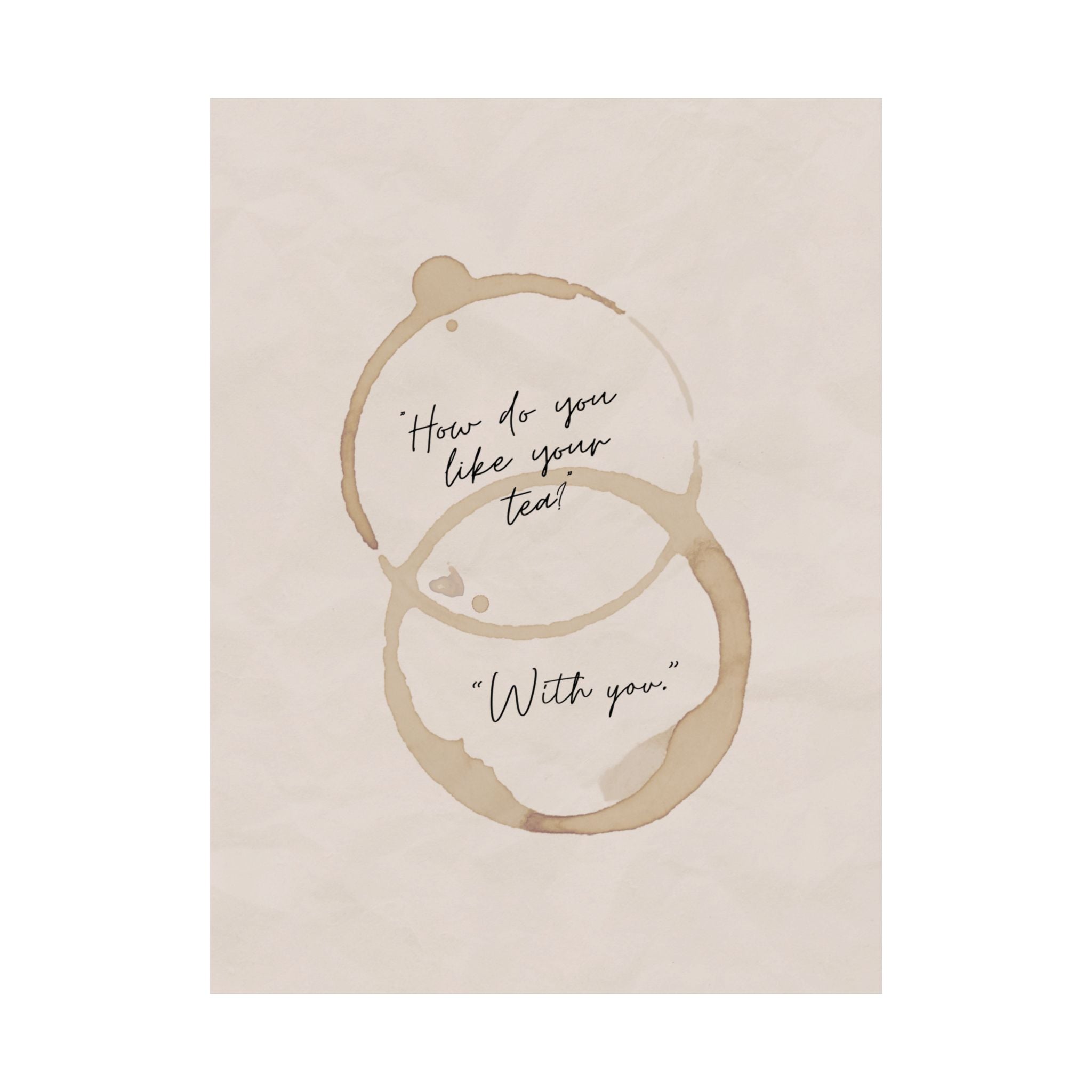 "How Do You Like Your Tea? With You" Mug Stains Poster, Coffeebar Corner Decor