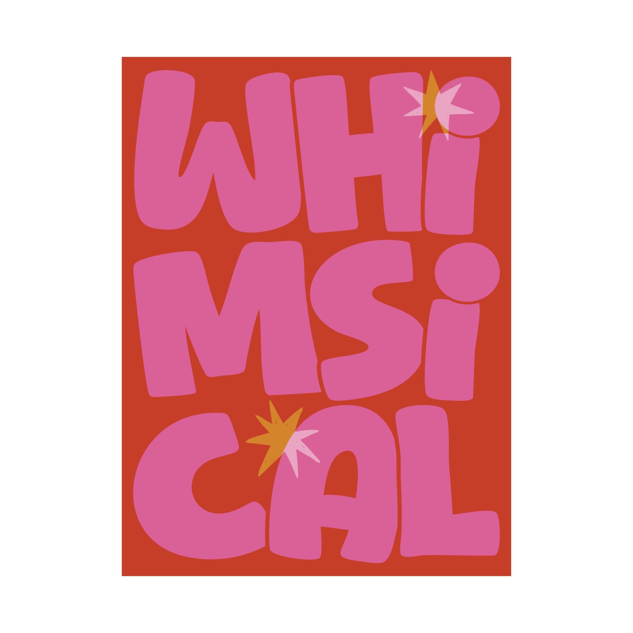 Whimsical Funky Typography Poster, Orange, Pink Eclectic Wall Art Print