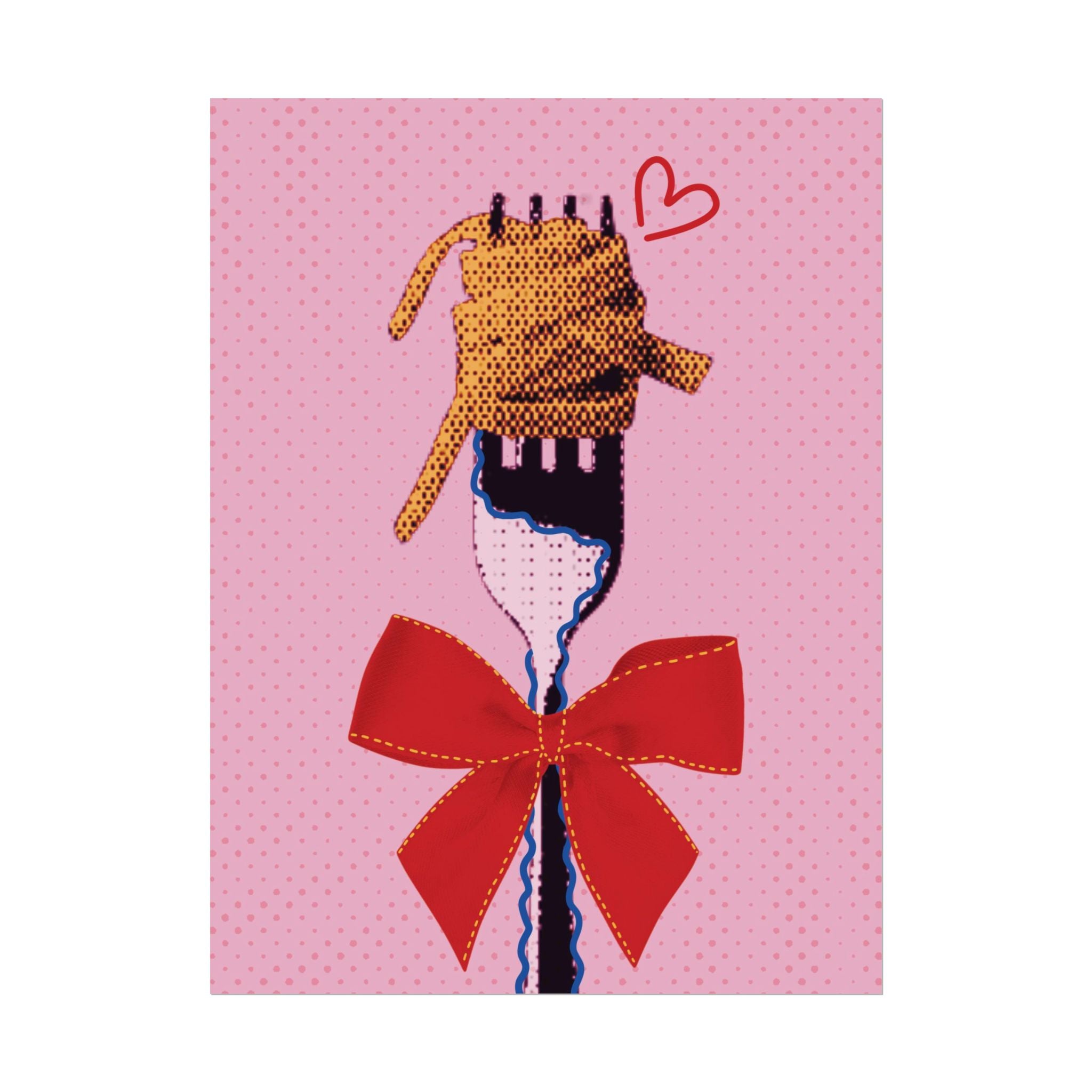 Halftone Coquette Pasta Poster, Vintage, Retro Spaghetti Wall Art Print