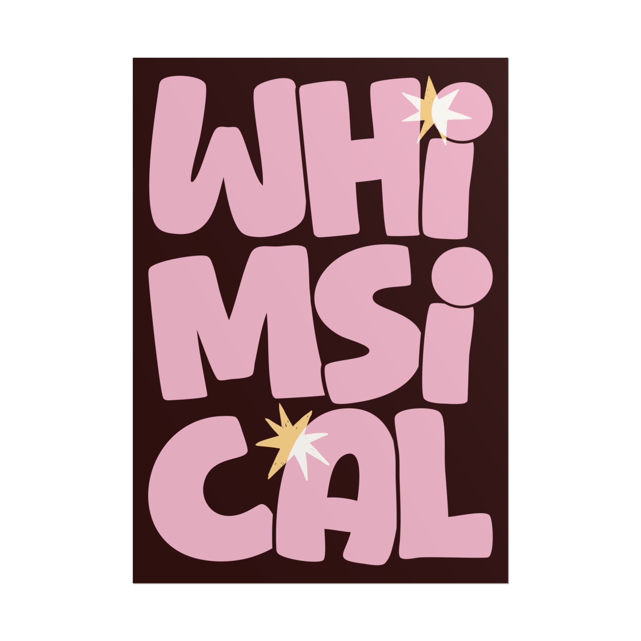 Whimsical Bold Typography Poster, Chocolate, Pastel Pink Eclectic Wall Art Print